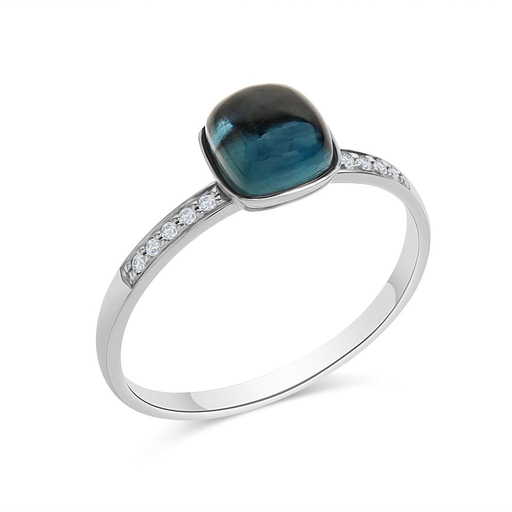 Diamonds by Ellen K. Fingerring »585 Gold Blautopas Diamant 0,054ct.«