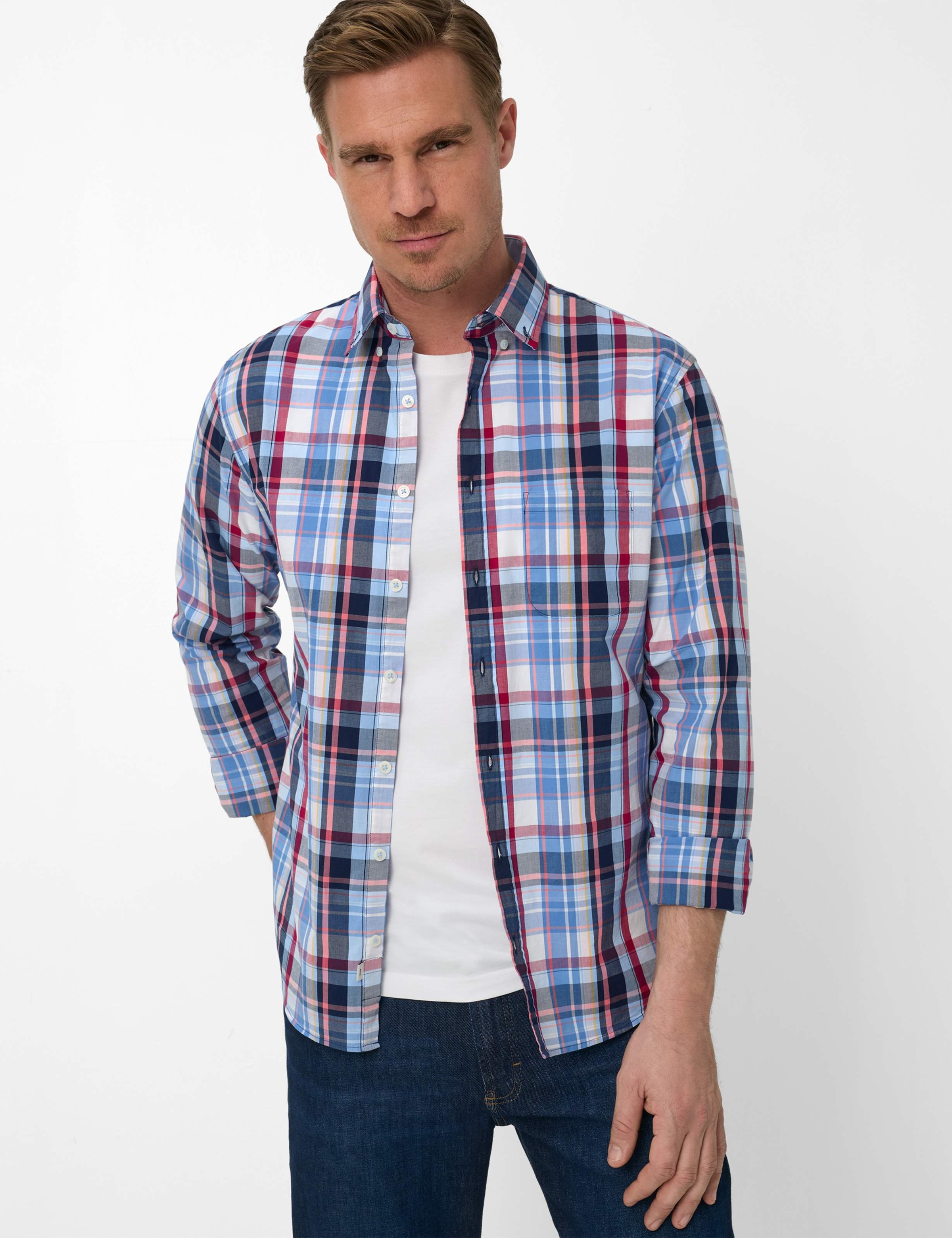 BRAX Herren Langarmhemd "Style DANIEL"pink, Gr. L, Web, 97% Baumwolle, 3% Elasthan, Hemden