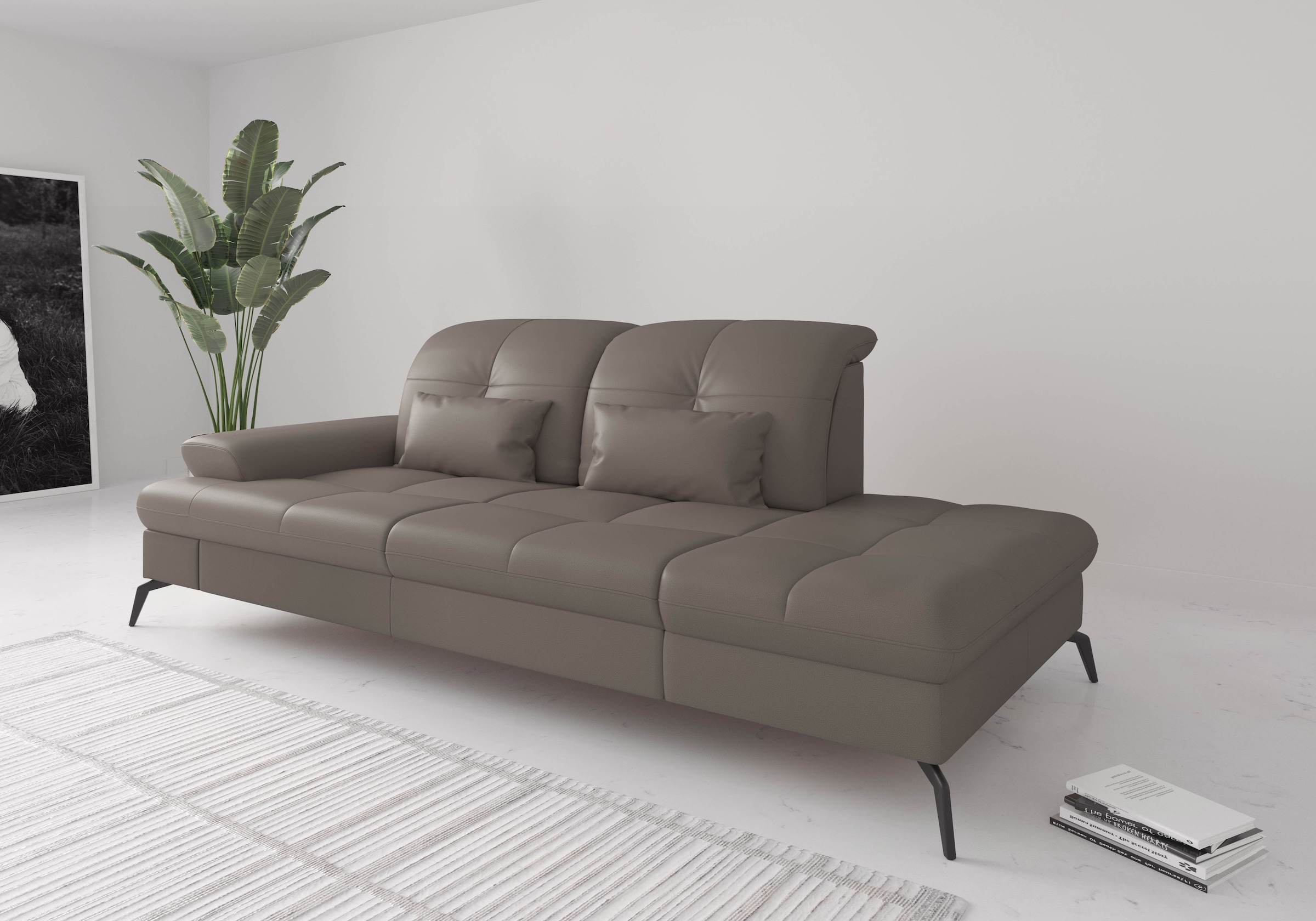 Recamiere SIT & MORE "Amica, inkl. Sitztiefenverstellung und Armteilverstellung", grau (delphine), B:231cm H:90cm T:122cm, Sofas, Recamiere, wahlweise mit Kopfteilverstellung und Stauraum