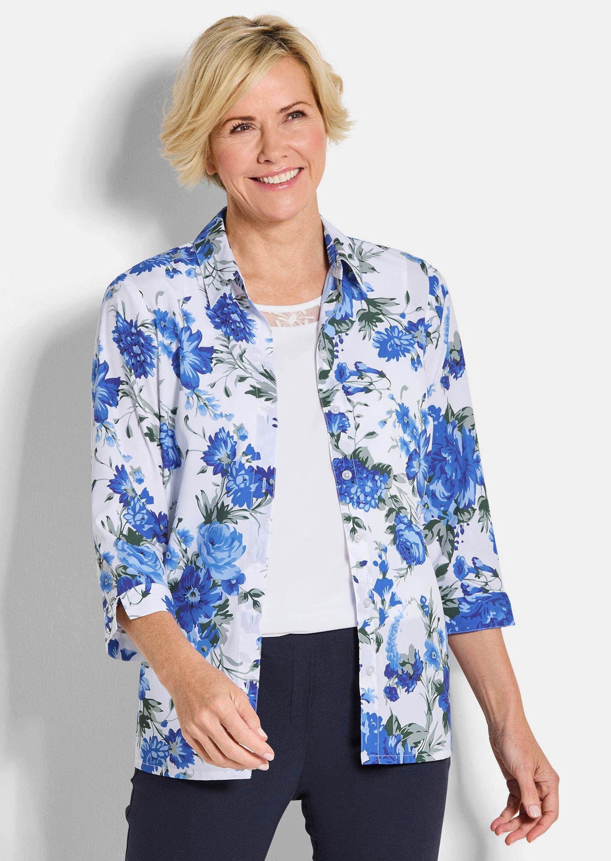 Thumbnail - GOLDNER Klassische Bluse "Hemdbluse mit Spitzenshirt" Spitzeneinsatz