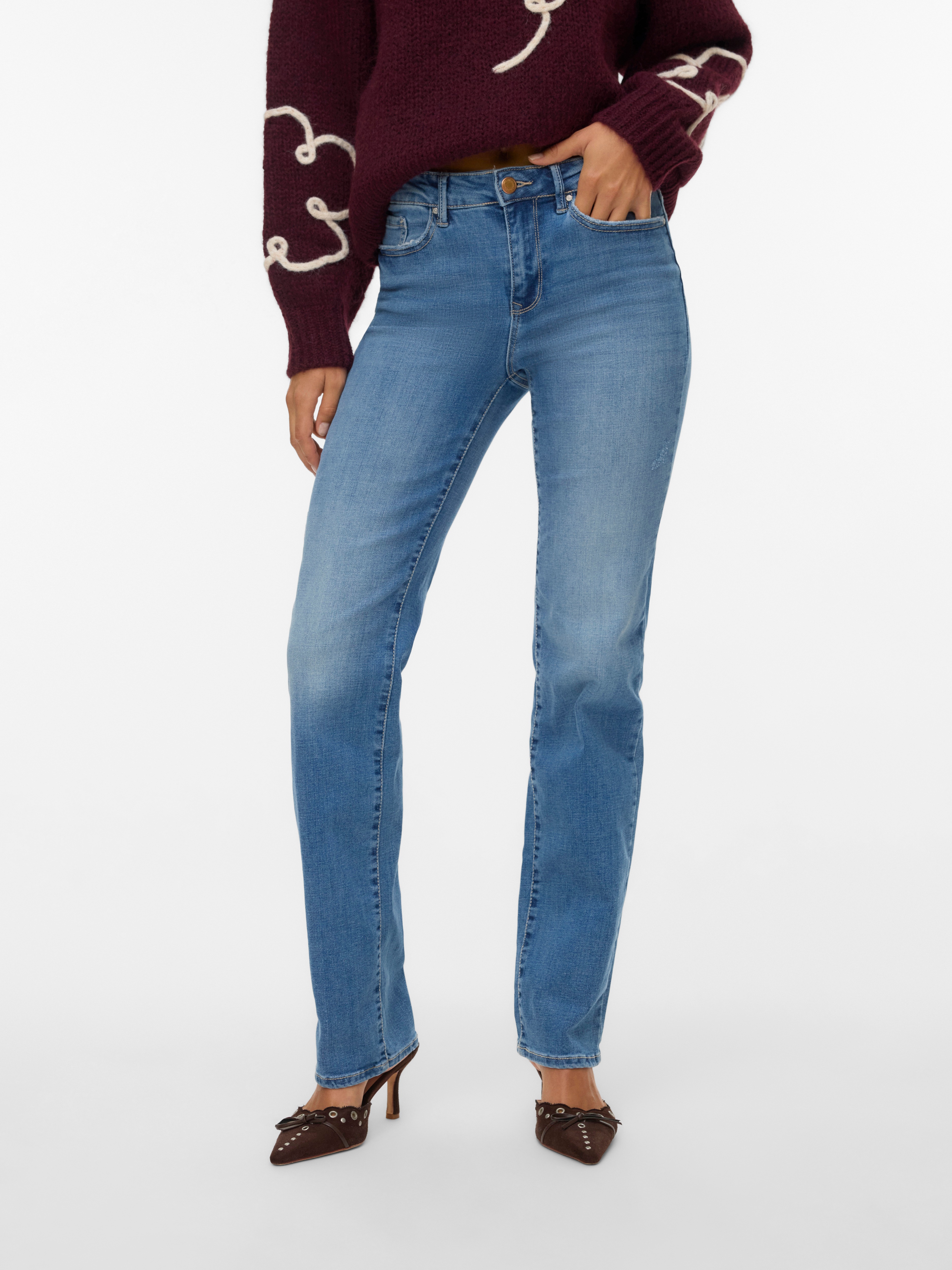 Thumbnail - Vero Moda Straight-Jeans "VMFLASH MR STRAIGHT JEANS LI347 GA NOOS"