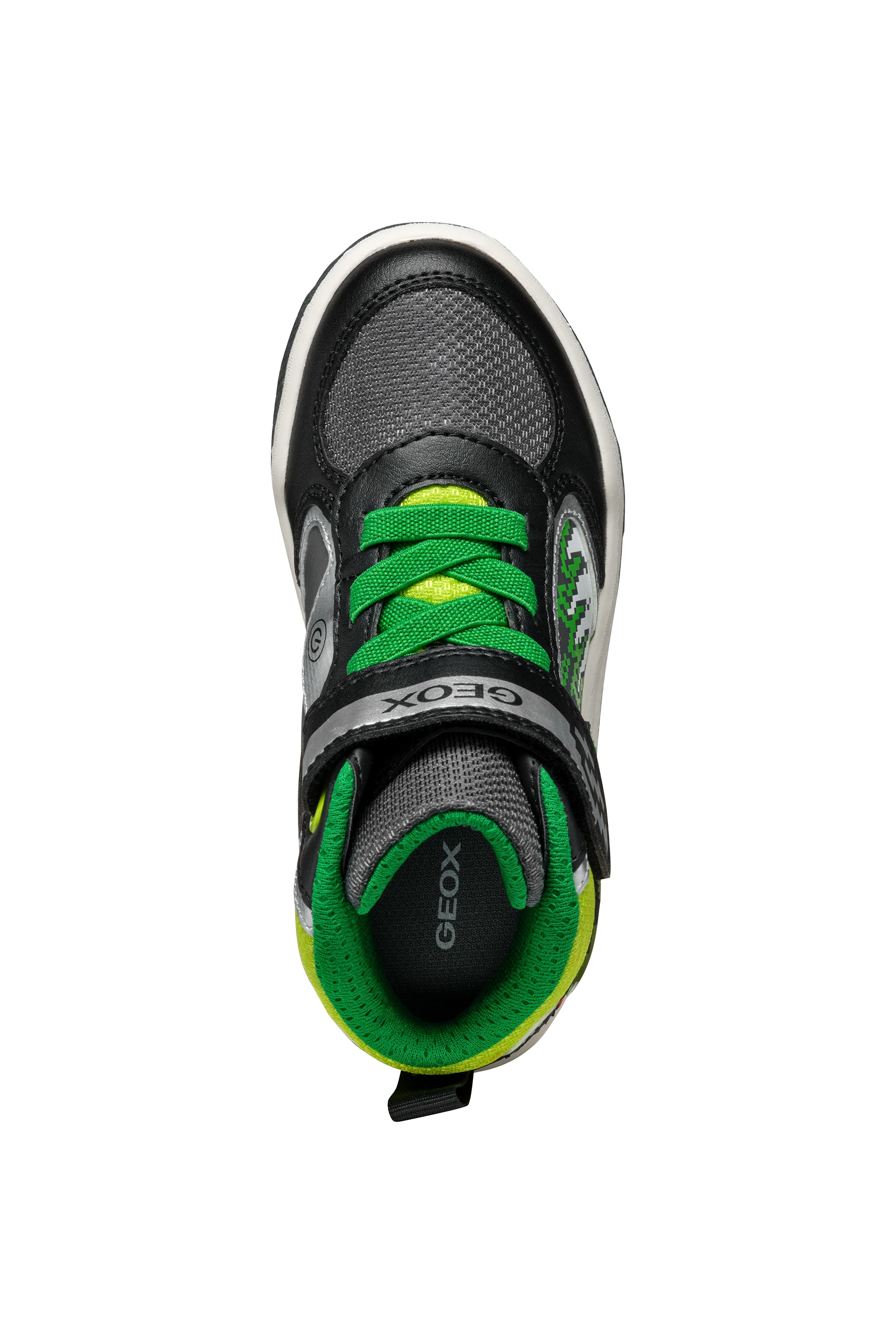 Geox Sneaker »J INEK BOY_Blinkschuh«, Schnürboots mit cooler Blinkfunktion, Größenschablone zum Download