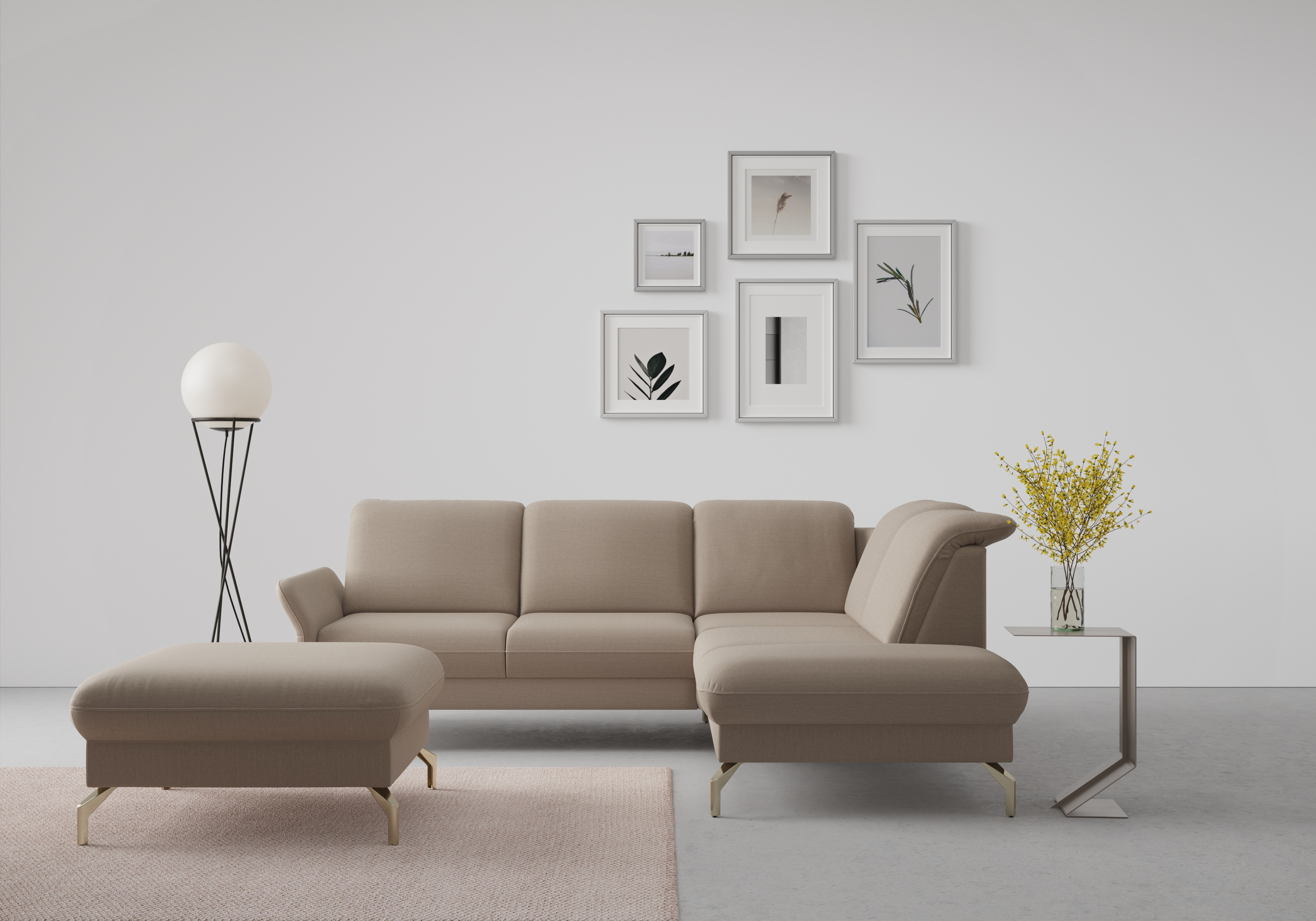 sit&more Ecksofa "Fashion L-Form" wahlweise mit Kopfteilverstellung, Vorziehsitz, motorisch, Nickelfüße