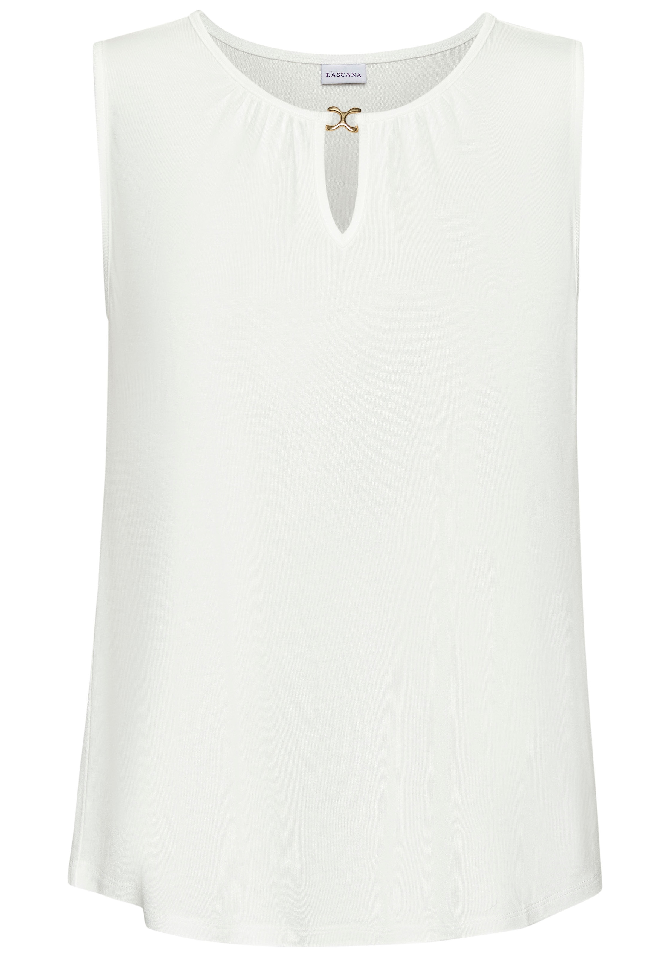Vivance Tanktop, mit goldenem Zieraccessoire, elegantes Blusentop