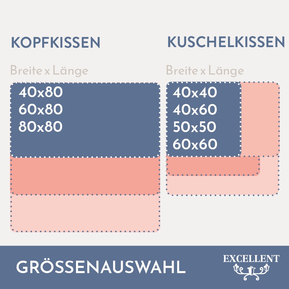 Excellent Kopfkissen »Venedig«, Füllung: weiße neue Federn und Daunen, Klasse I, 85% Federn / 15% Daunen, Bezug: Köper-Inlett, 100% Baumwolle, (Spar-Set, 2 St., 2 Kopfkissen), Kopfkissen 40x40, 40x80, 80x80, allergiker geeignet (Hausstaub)