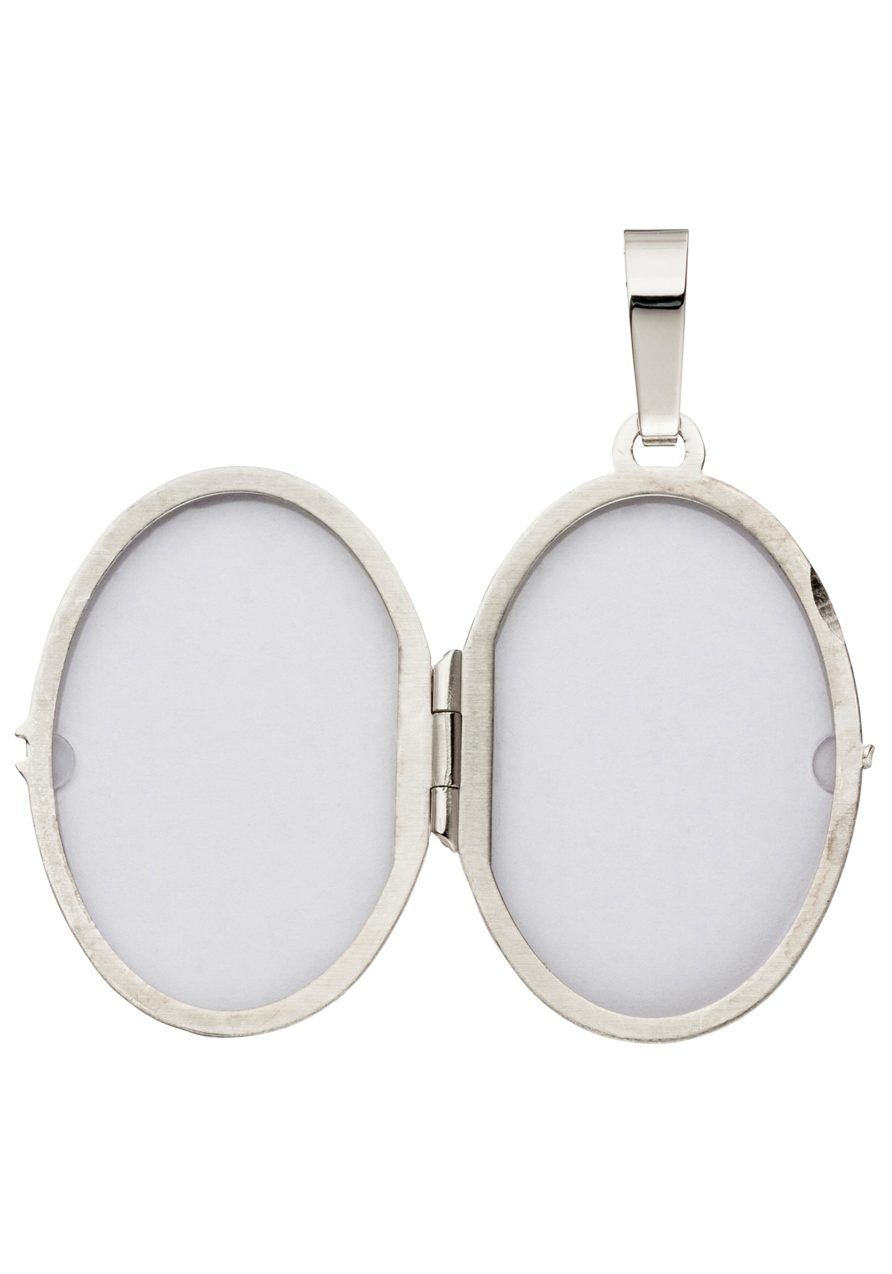 JOBO Medallionanhänger »Anhänger Medaillon oval 30 mm« ()  585 Weißgold mit 3 Diamanten für 2 Fotos