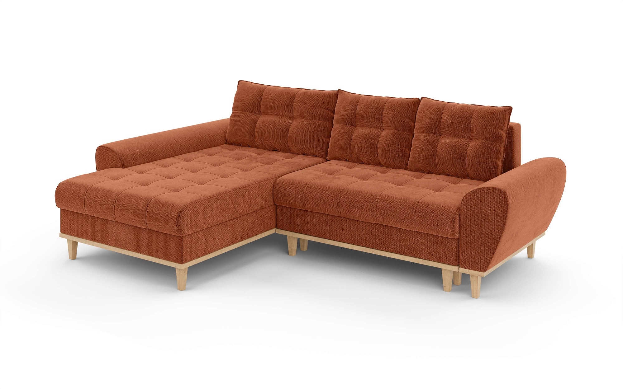 Home affaire Ecksofa »Ahrdorf mit Bettfunktion und Bettkasten, Maße: B/H/T 268/86/175 cm«, L-Form mit 3 Rückenkissen und moderne gerundete Armlehnen
