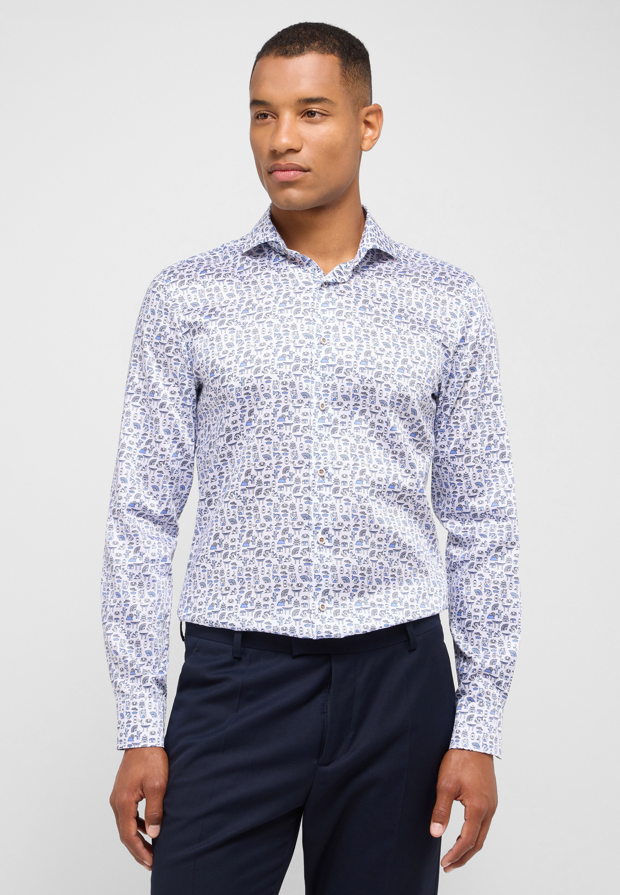 Eterna Langarmhemd "SLIM FIT" EASY IRON (bügelleicht) günstig online kaufen