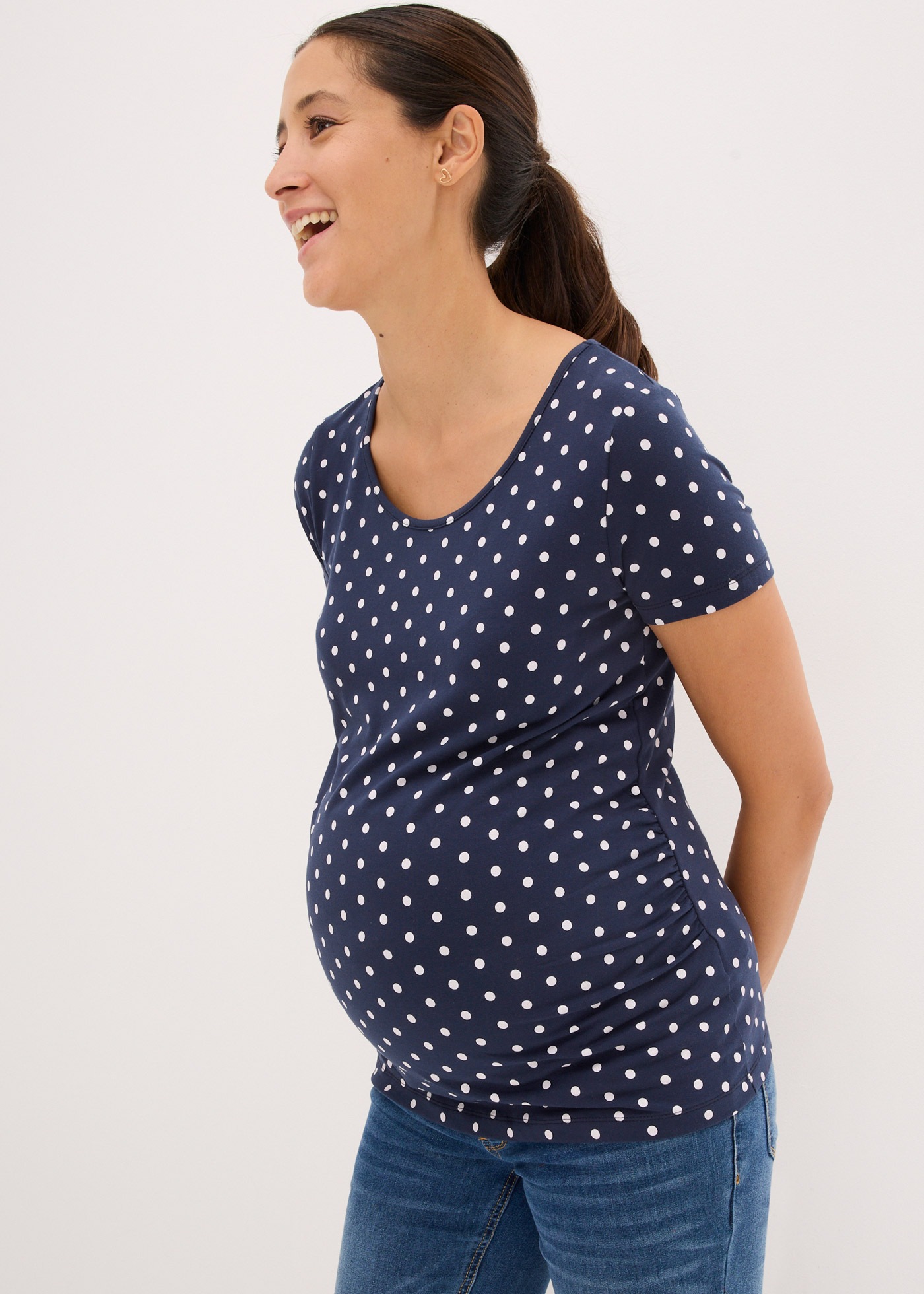 bonprix Umstandsshirt Packung, 2 tlg. figurbetonte Passform, seitliche Raff günstig online kaufen