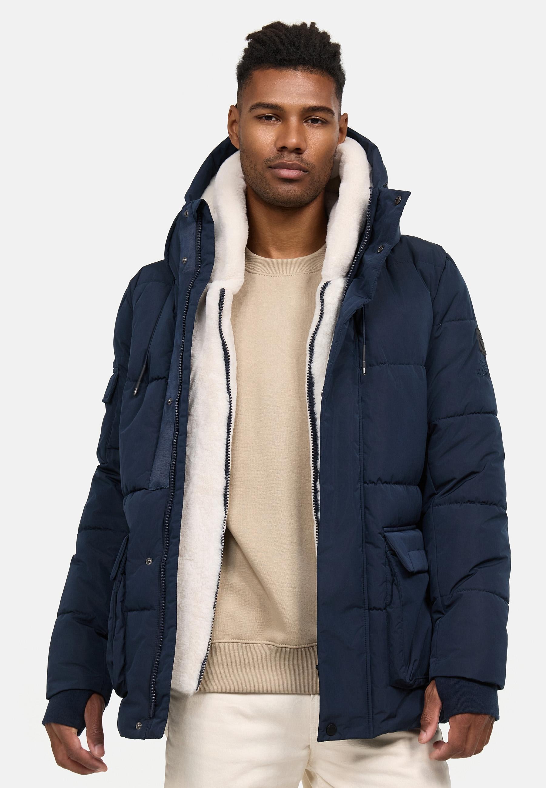 Stone Harbour Winterjacke »Lauroo XX«, mit Kapuze, urbane Herren Steppjacke mit kuscheligem Kunstpelz-Kragen