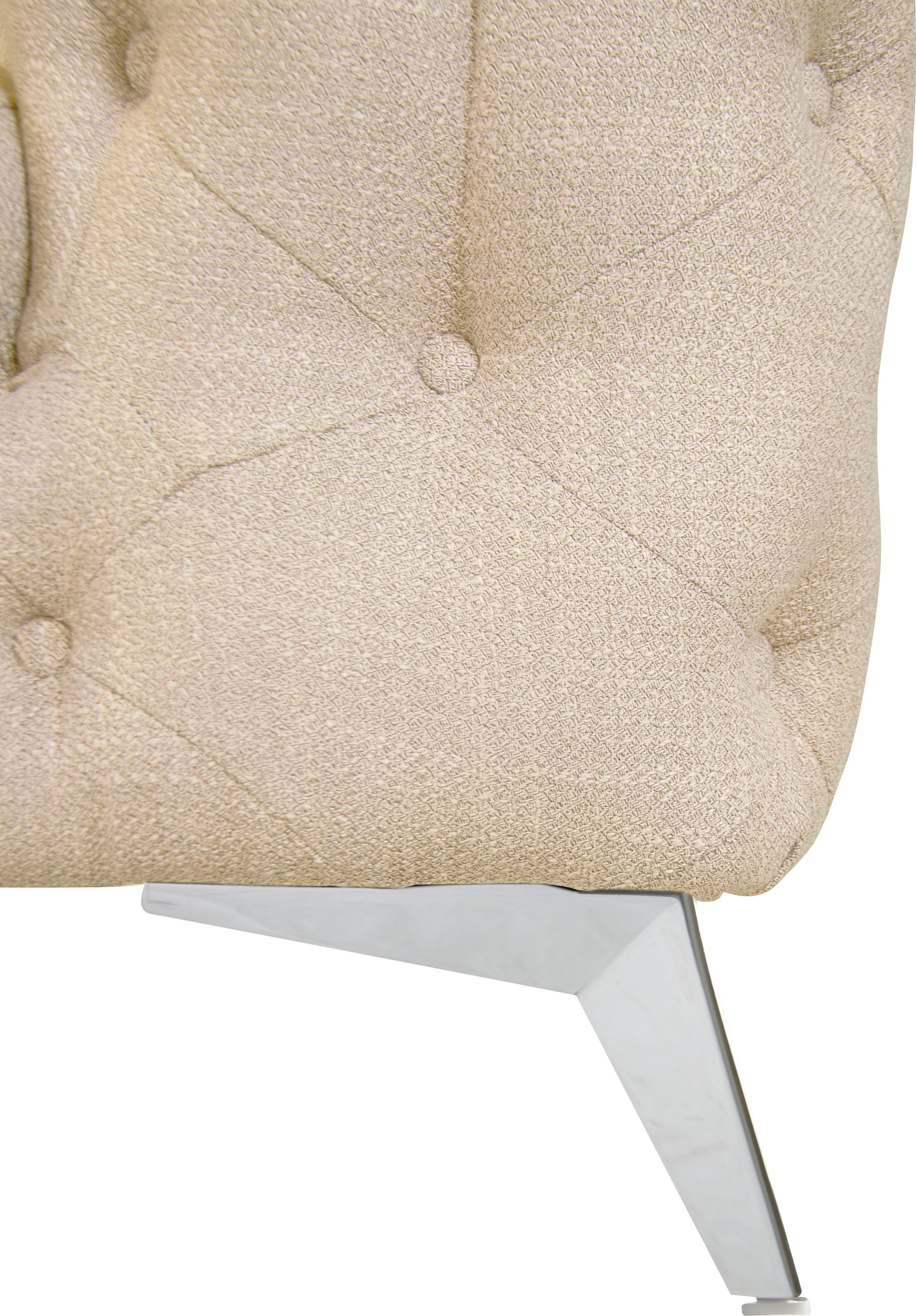 Leonique Chesterfield-Sofa »Ecksofa GLYNIS L-Form mit Wellenunterfederung, Maße B/T/H 264/204/75cm«, aufwändige Knopfheftung, moderne Chesterfield Optik, Fußfarbe wählbar