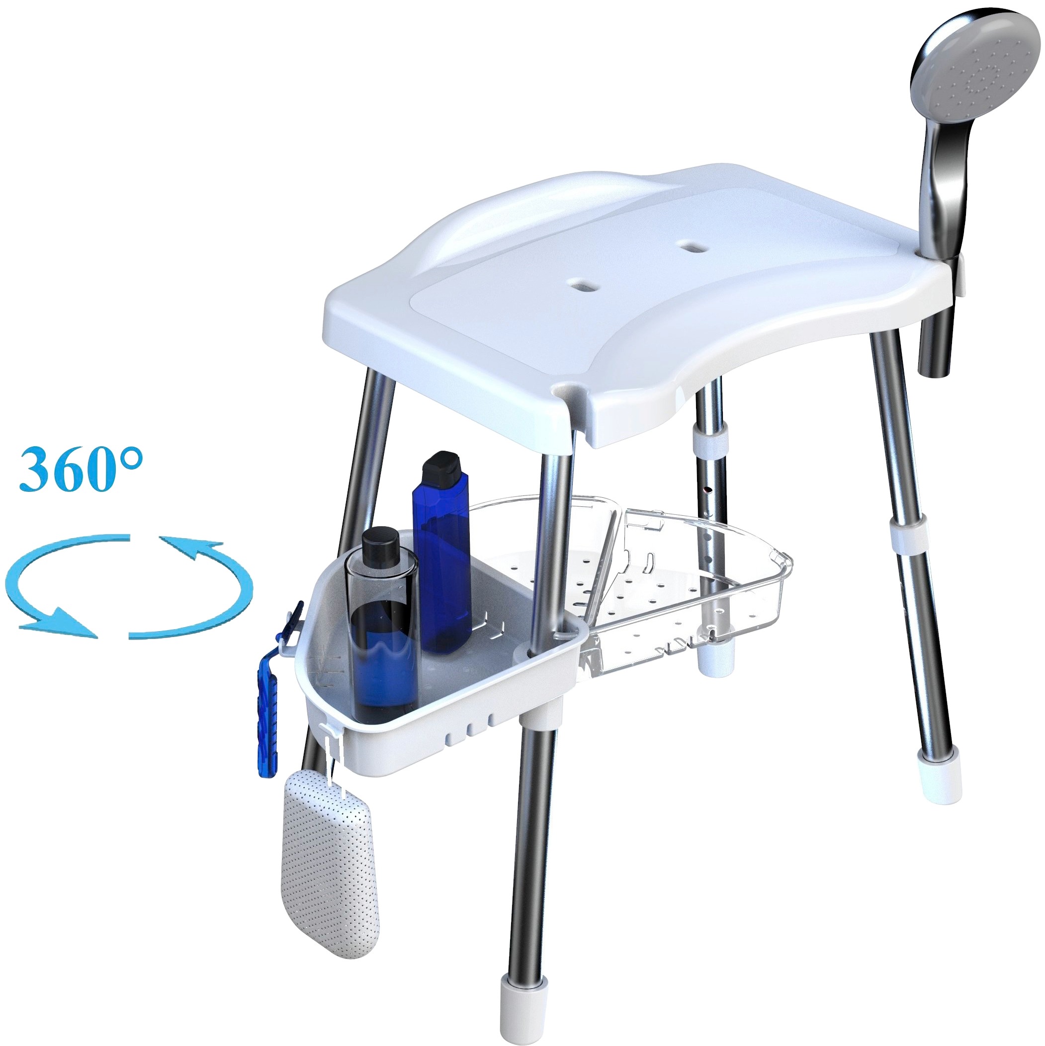 Thumbnail - Bischof Dusch- und Badhocker "Tray Super" belastbar bis 150 kg TÜV/GS geprüft