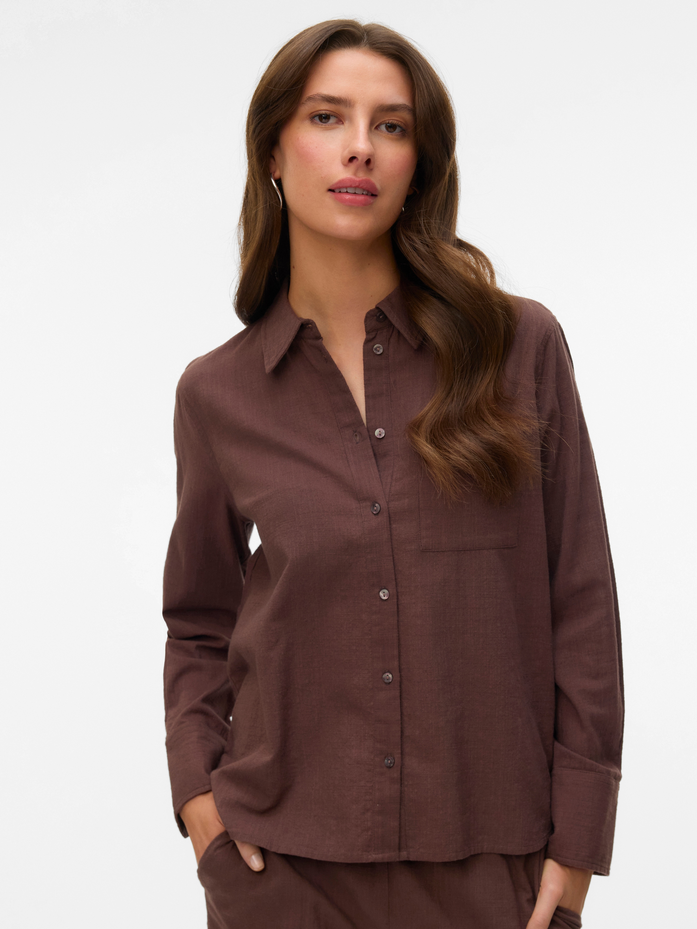 Vero Moda Chemise à Manches Longues Caia Chocolate Martini S Femme