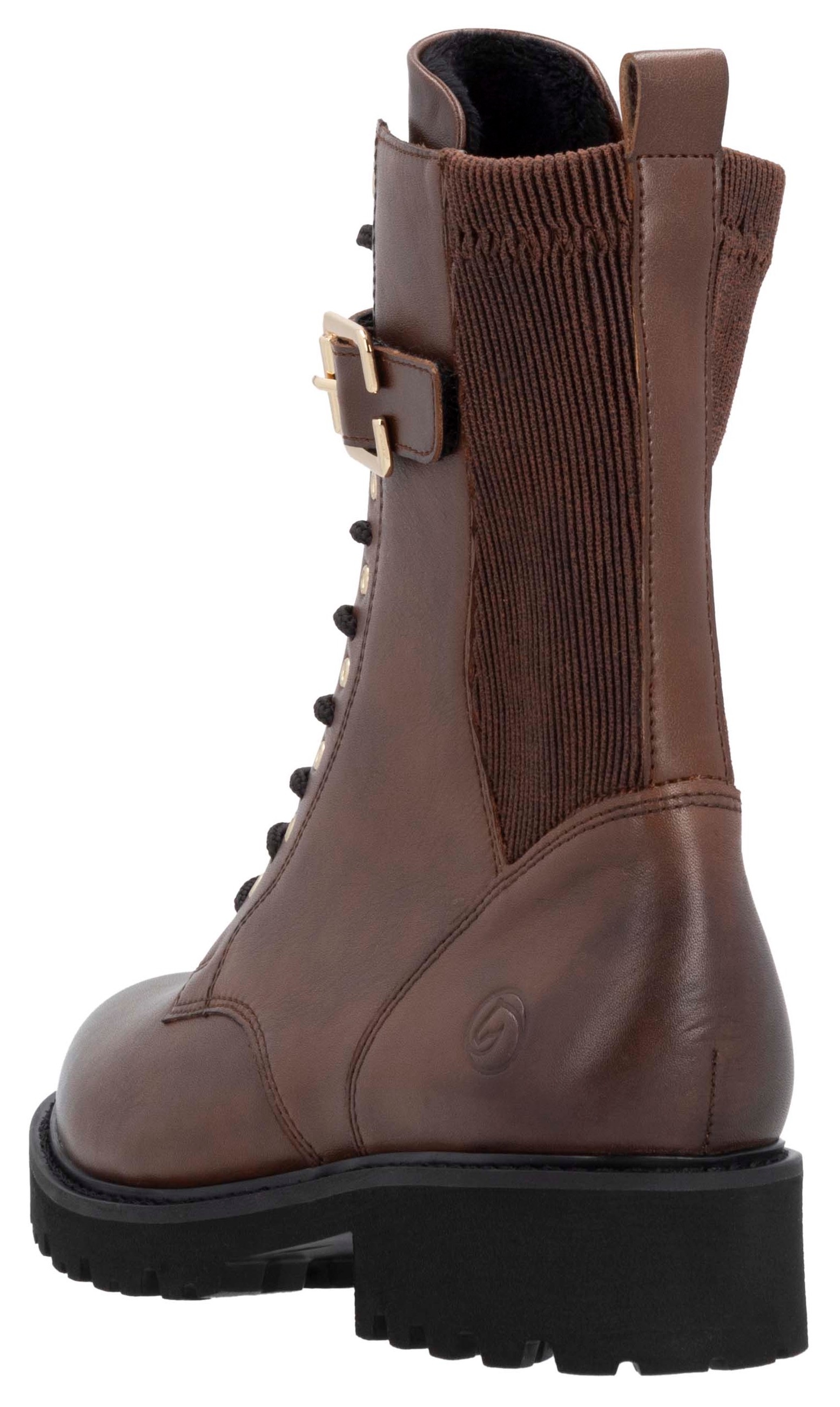 Remonte Schnürstiefelette, Blockabsatz, Schnürboots mit Zierschnalle