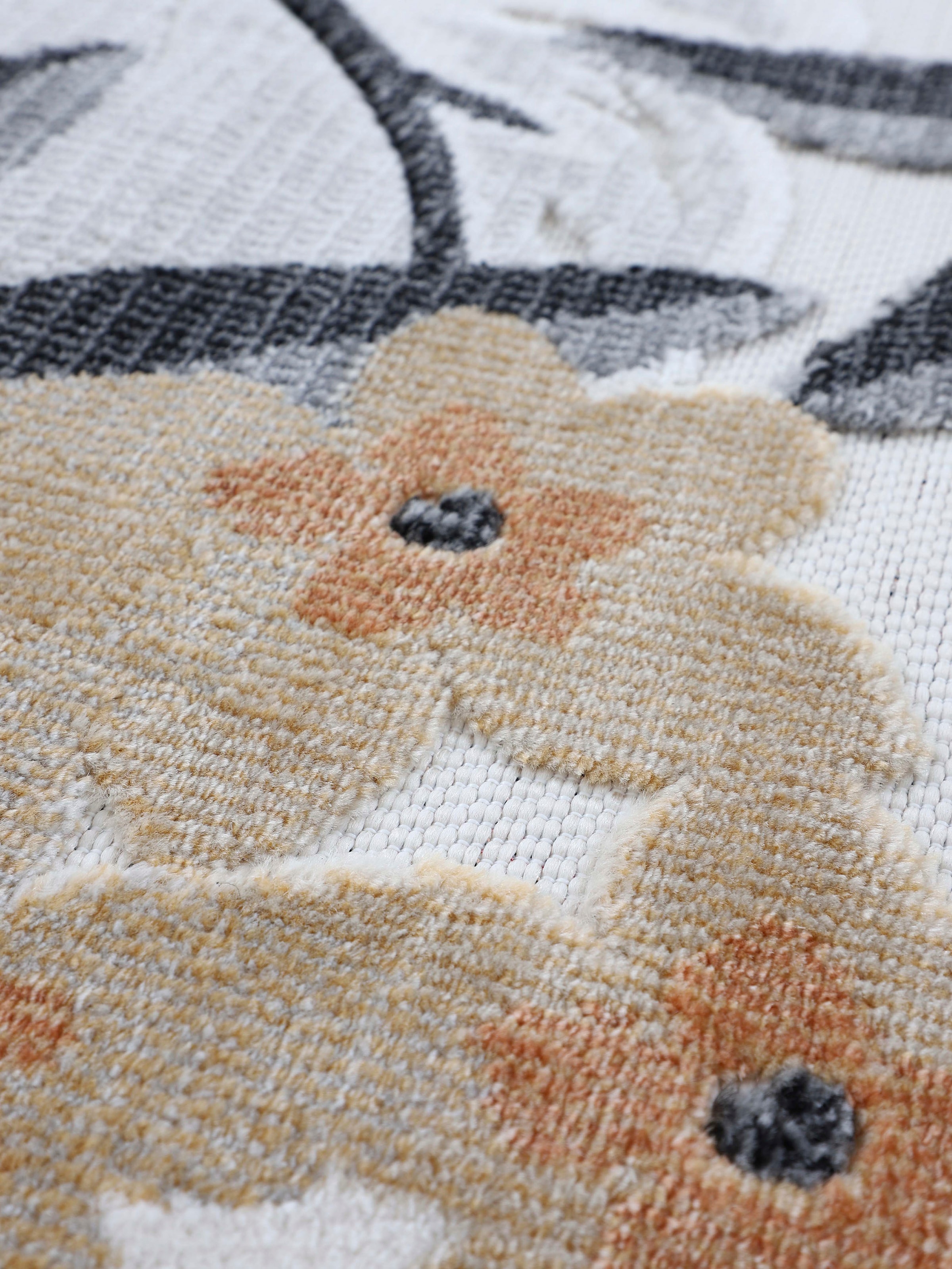 carpetfine Teppich »Deja 102«, rechteckig, 4 mm Höhe, robustes Flachgewebe, Motiv- Floral Palmenblätter, Hoch-Tief Effekt