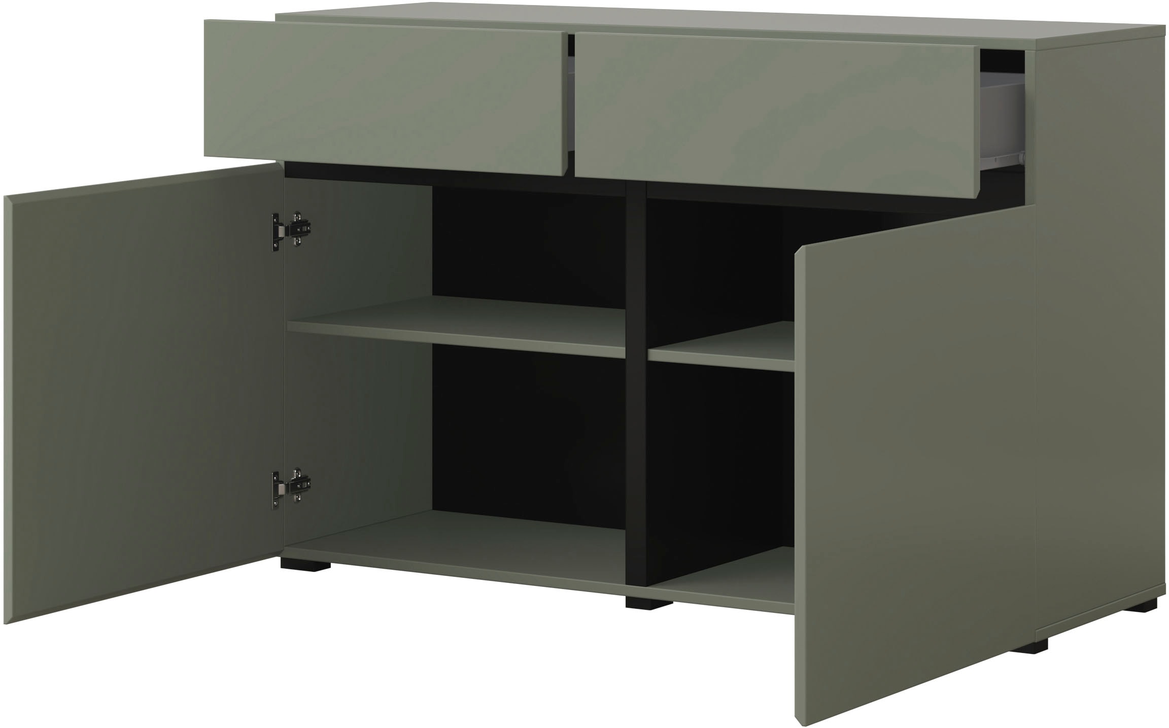 INOSIGN Sideboard »Cross,Breite 119,5 cm, moderne grifflose Kommode,2 Türen/2 Schubkästen«, Schubladenschrank,Anrichte mit viel Stauraum, Einlegeböden verstellbar