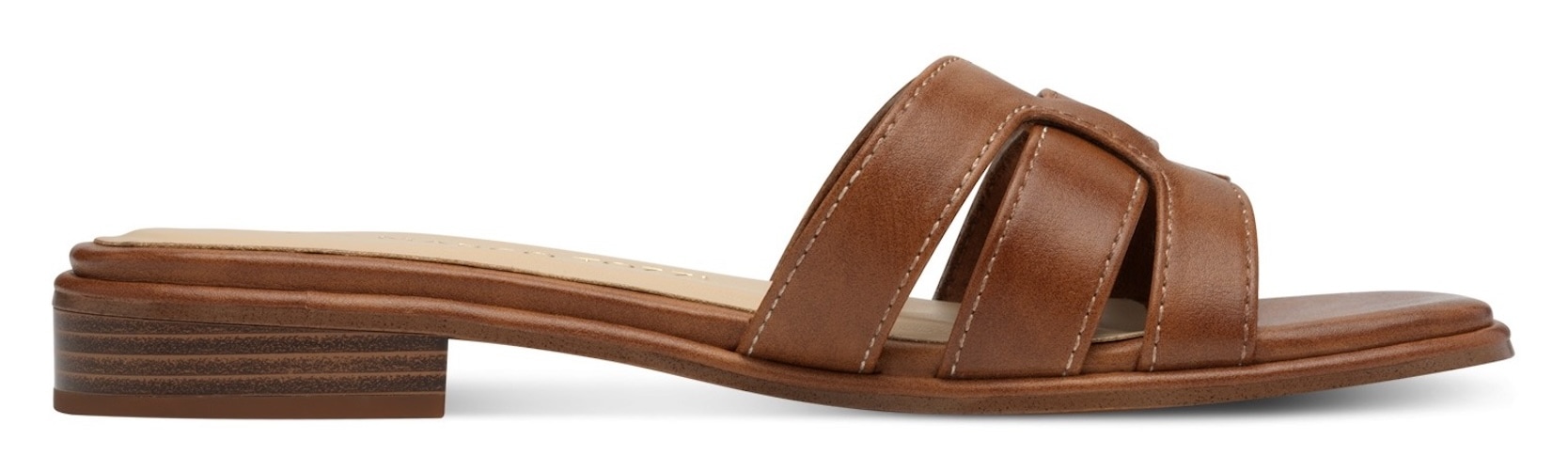MARCO TOZZI Pantolette, Blockabsatz, Sommerschuh mit Logodrucken