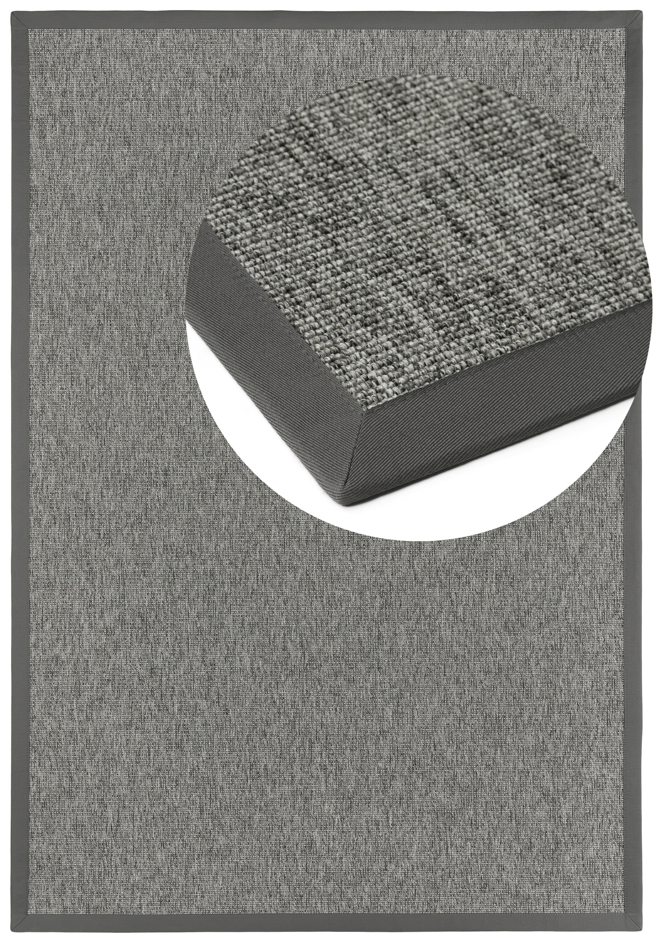 Dekowe 1100000002199 "Basic S2 Bouclé" rechteckig 10 mm Höhe meliert, Sisaloptik, mit Bordüre, In- und Outdoor geeignet