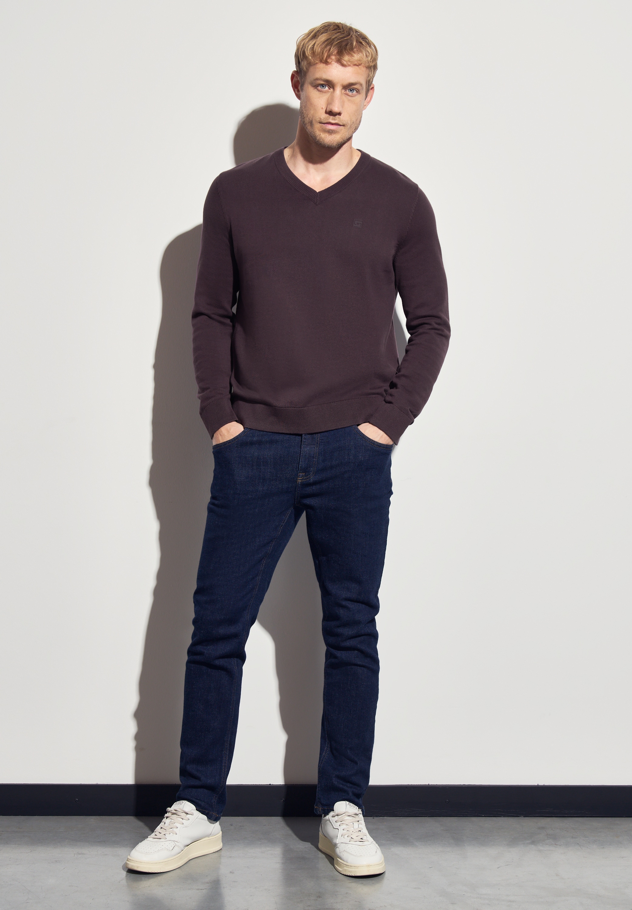 STREET ONE MEN Strickpullover, aus reiner Baumwolle