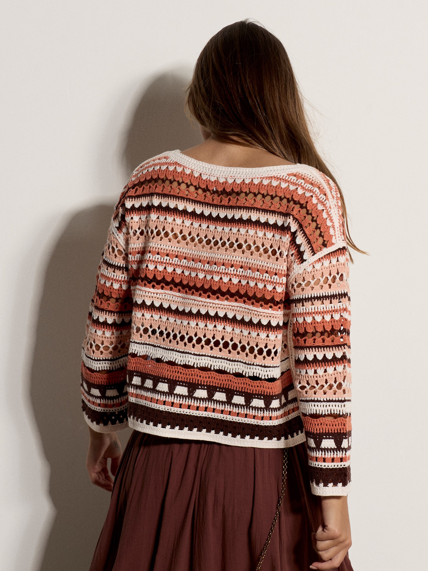 Apricot Strickpullover »Gestreiftes Oberteil« in Häkelstrick