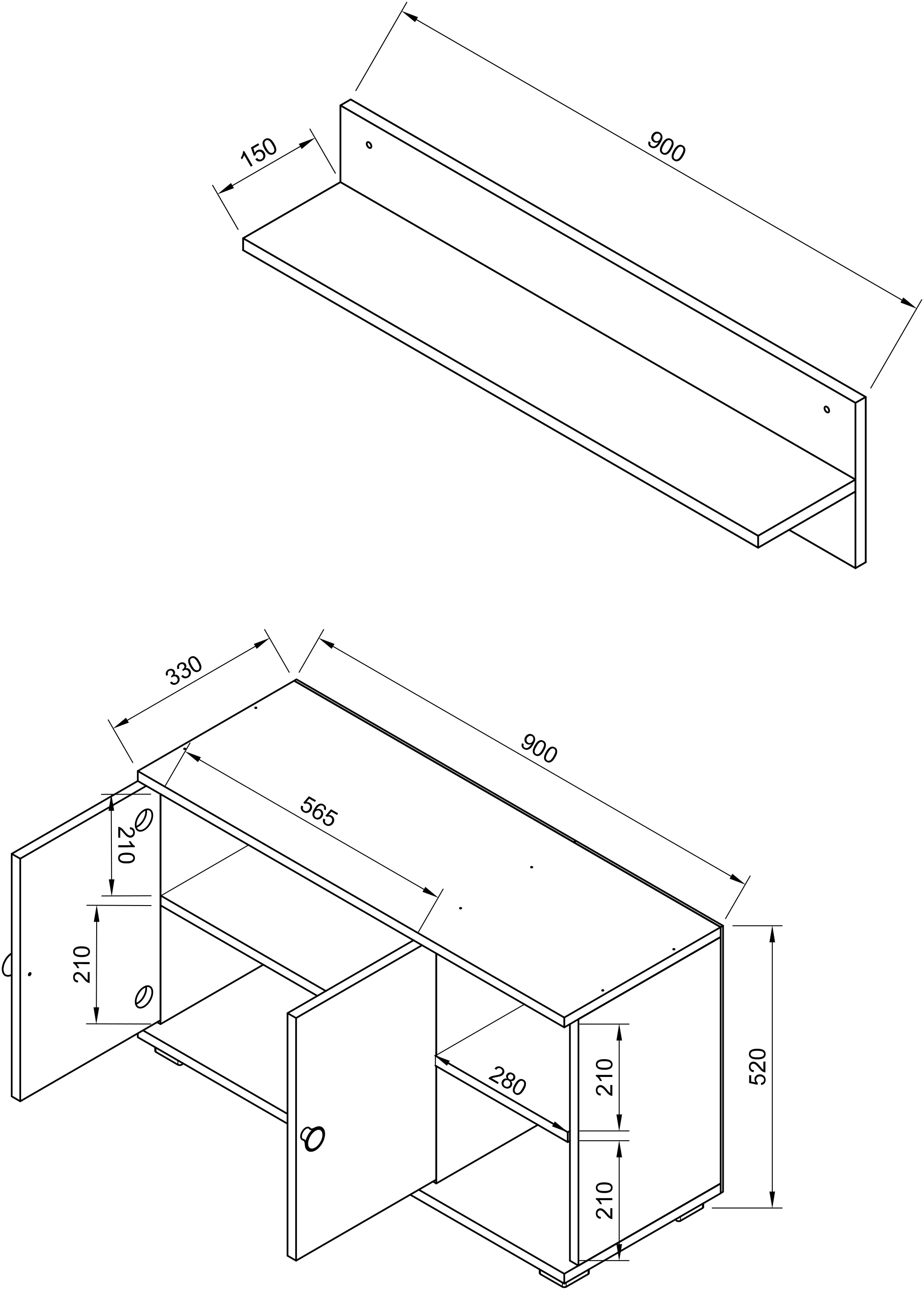 VCM Schuhschrank »2tlg. Holz Garderobe Dielenmöbel Schuhe Gados L«