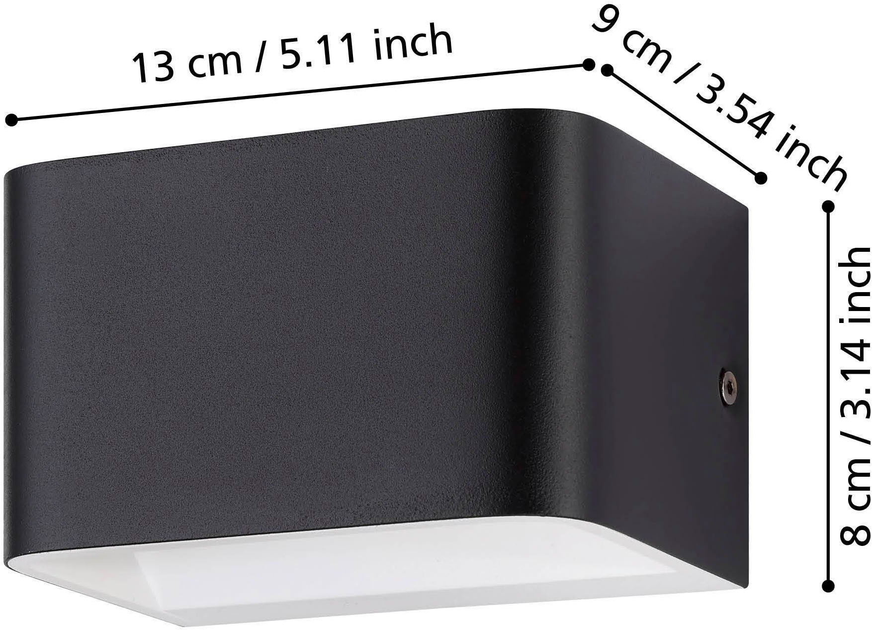 EGLO Wandleuchte »Sania 4 Wandlampe, Wandspot, Aluminium, Up and Down Leuchte, Flurlampe« LED-Modul 1 Stk. Warmweiß Wand-/Deckenleuchte - L13 x H8 x AL9 cm - schwarz, weiß - 6W inkl.