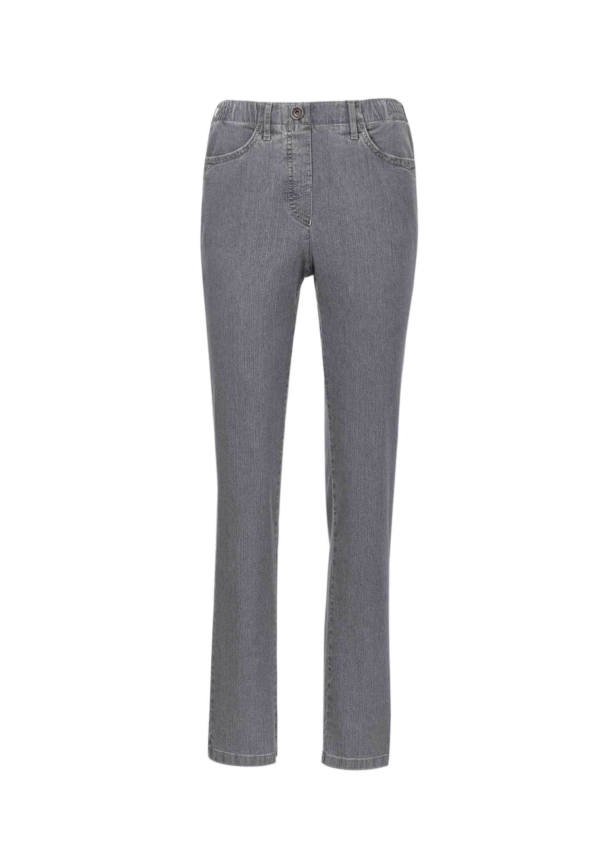 GOLDNER Regular-fit-Jeans "Edel geschmückte Jeansschlupfhose MARTHA" Reißverschlussoptik mit Knopf vorne
