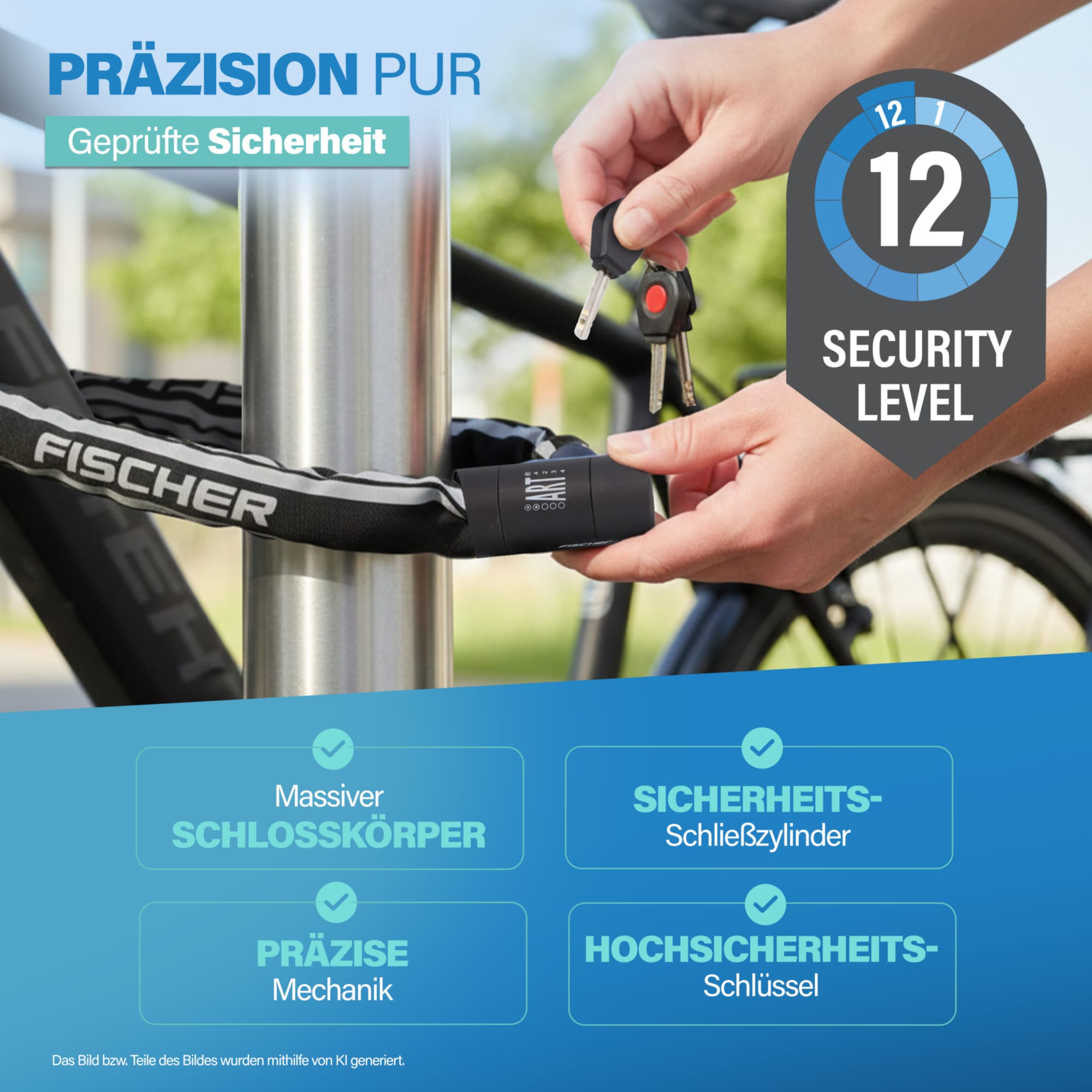 FISCHER Fahrrad Kettenschloss »PROTEC PLUS+ CK100«