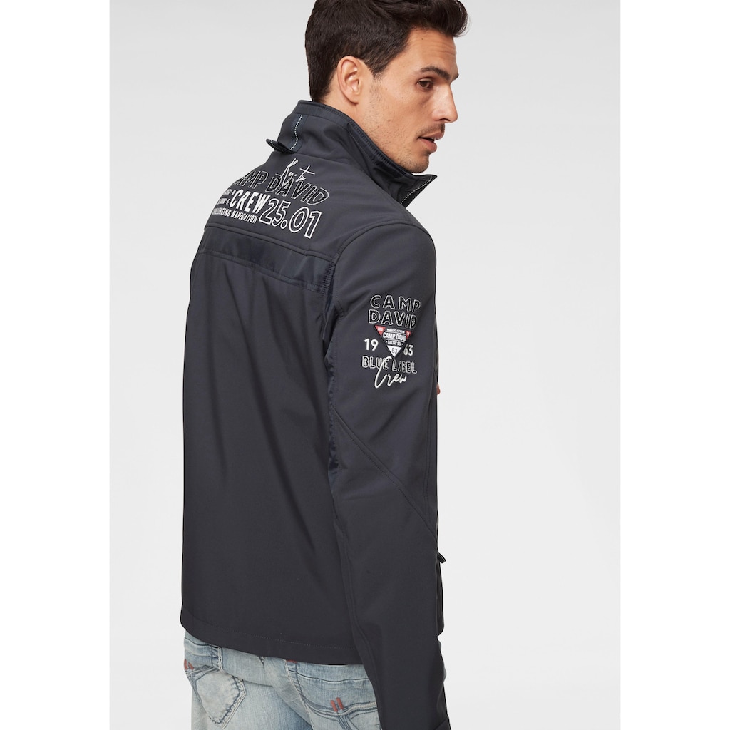 CAMP DAVID Softshelljacke, mit auffälligem Logodruck