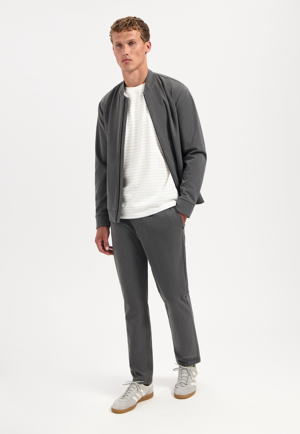 NO EXCESS Chinohose »No Excess Melierte Stretch-Chinohose«