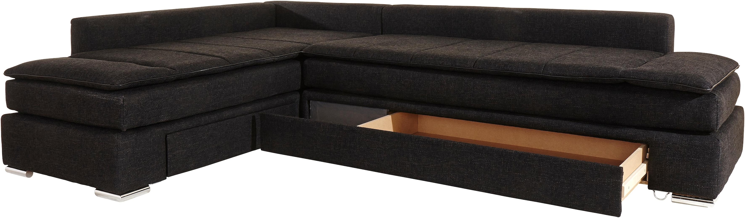 INOSIGN Ecksofa »Night & Day L-Form, B: 304 cm«, mit Bettfunktion, Bettkasten & 3 Zierkissen, Boxspringbett 164x200 cm