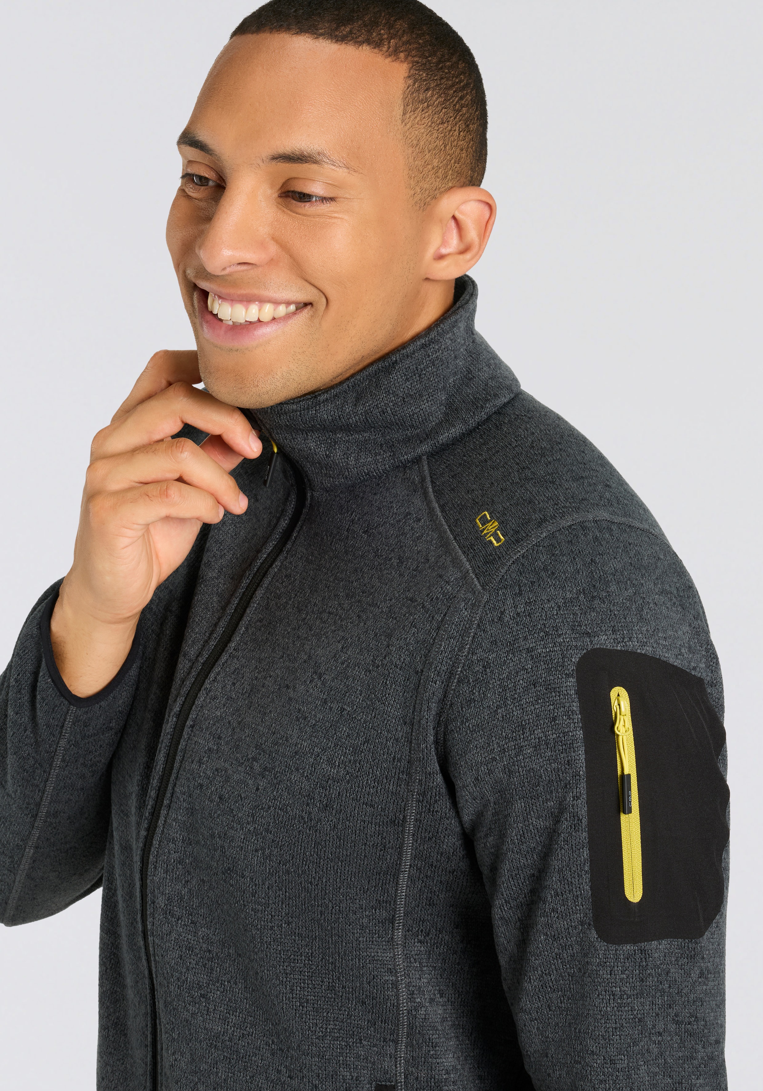 Thumbnail - CMP Strickfleecejacke "MAN JACKET" 1 Stk. tlg. ohne Kapuze Wärmend & atmungsaktiv & schnell trocknend