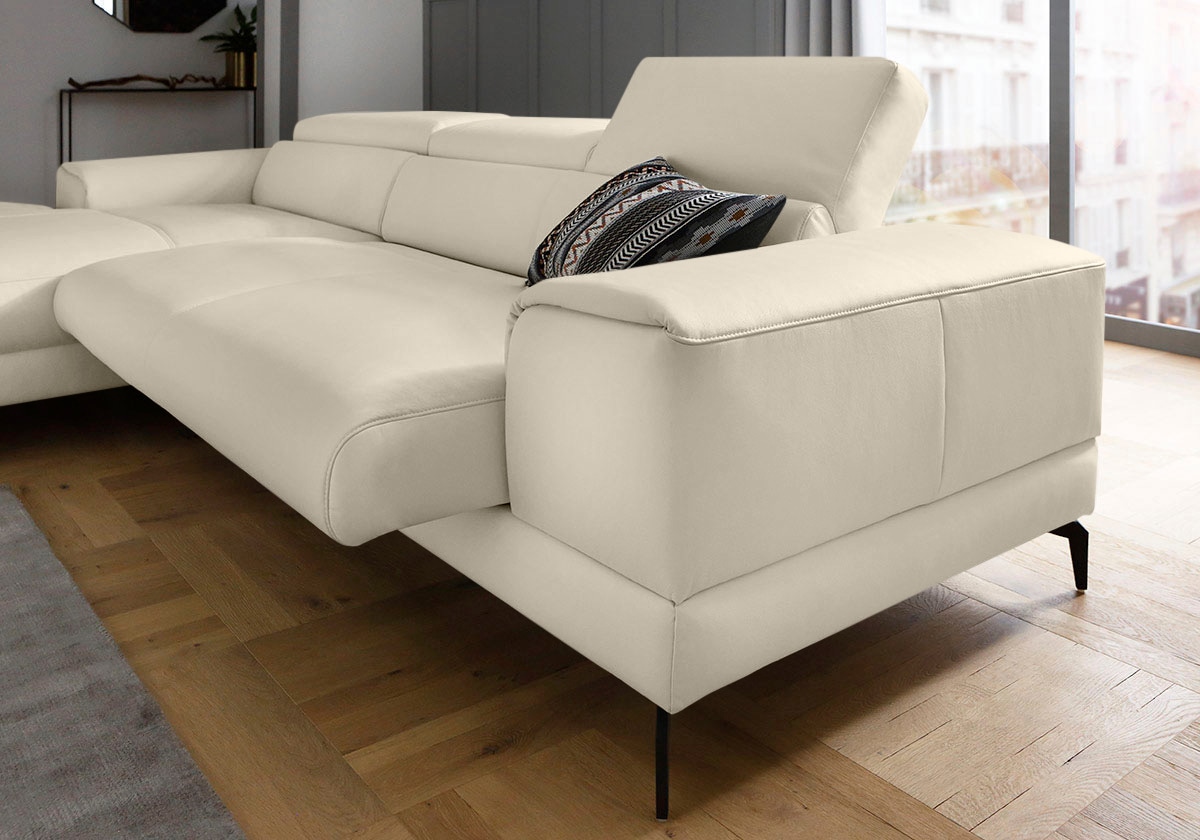 W.SCHILLIG Ecksofa »piedroo, Designsofa mit tollem Sitzkomfort, L-Form«, Kopfteilverstellung, wahlweise mit Sitztiefenverstellung, Breite 303cm