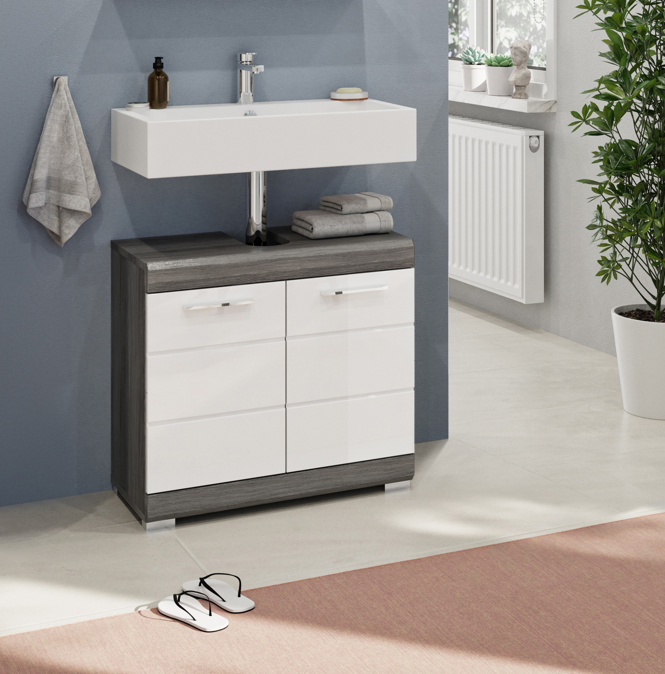 INOSIGN Waschbeckenunterschrank »Siena, Breite 60cm, 2 Tür, 2 Fächer, mit Siphonausschnitt, MDF-Front«, (1 St.), in verschiedenen Farben erhältlich, Badmöbel, Badschrank, Kommode, Bad