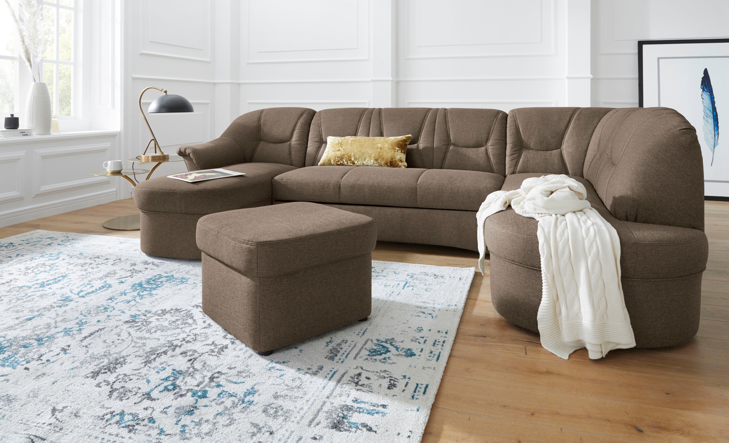 DOMO collection Wohnlandschaft »Sarafina, zeitlos und komfortabel, optional mit Federkern, U-Form«, wahlweise mit Bettfunktion