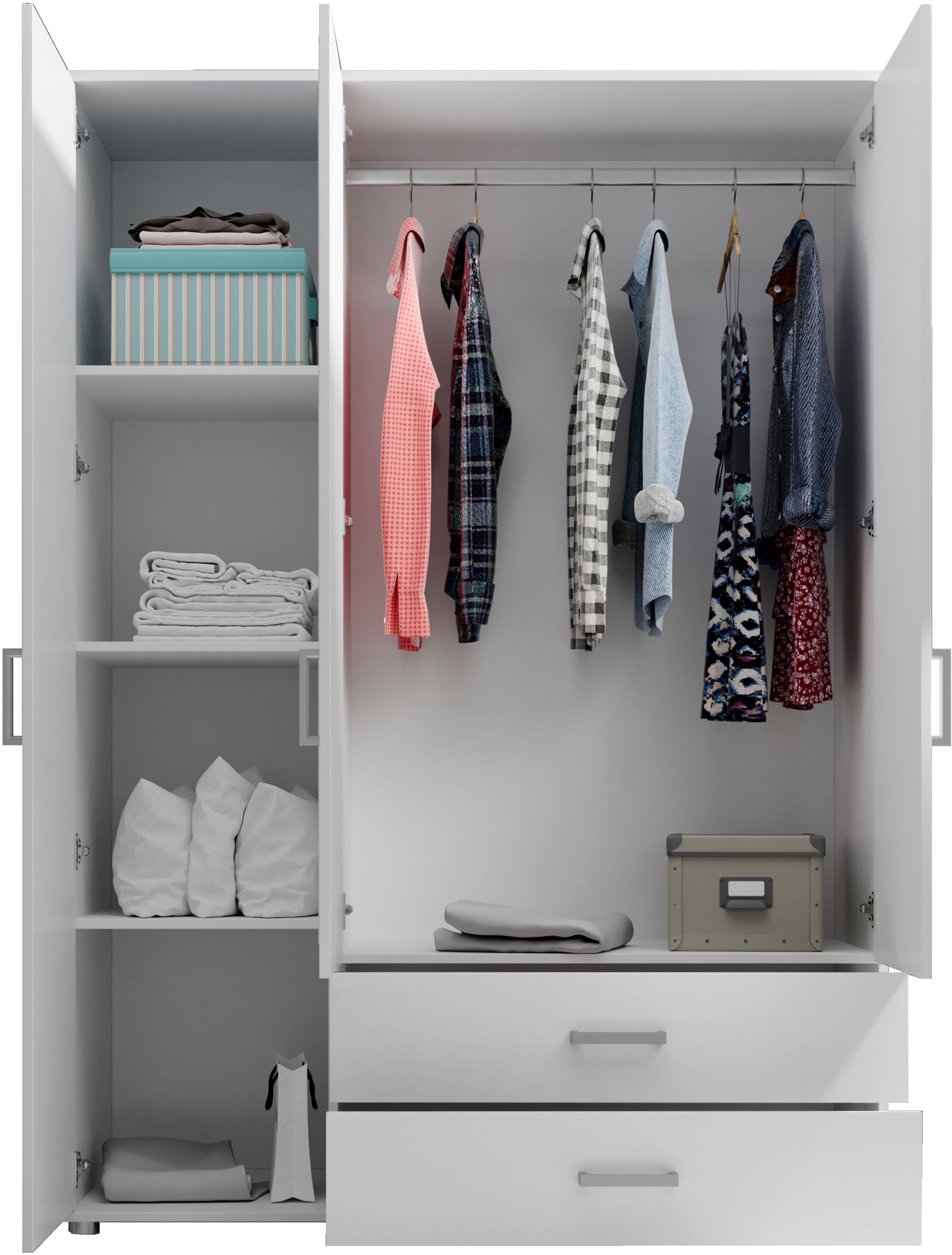 Schlafkontor Drehtürenschrank »Ivar Kleiderschrank mit Spiegel«, inklusive 2 Spiegeltüren und 2 farblich abgesetzten Schubkästen