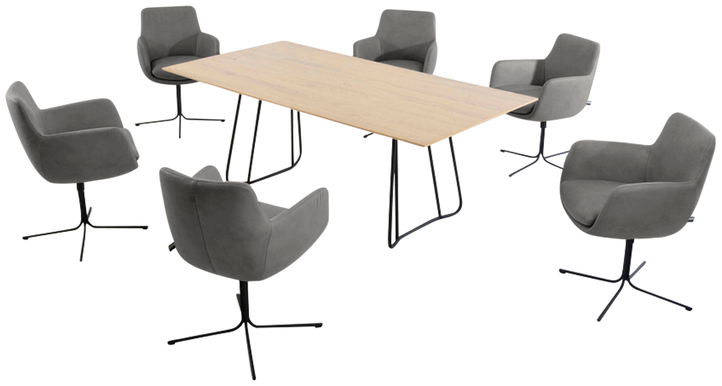 K+W Komfort & Wohnen Drehstuhl "Pego" () filigranem 4-Fuß-Gestell in schwar günstig online kaufen