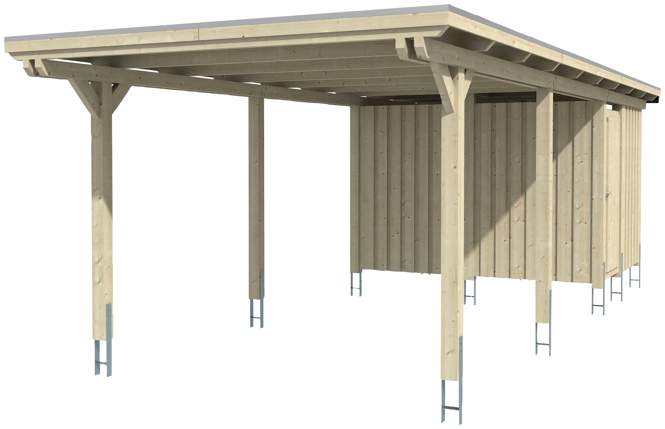 Skanholz Einzelcarport »Emsland«, 291 cm, weiß, mit Abstellraum, versch. Farben