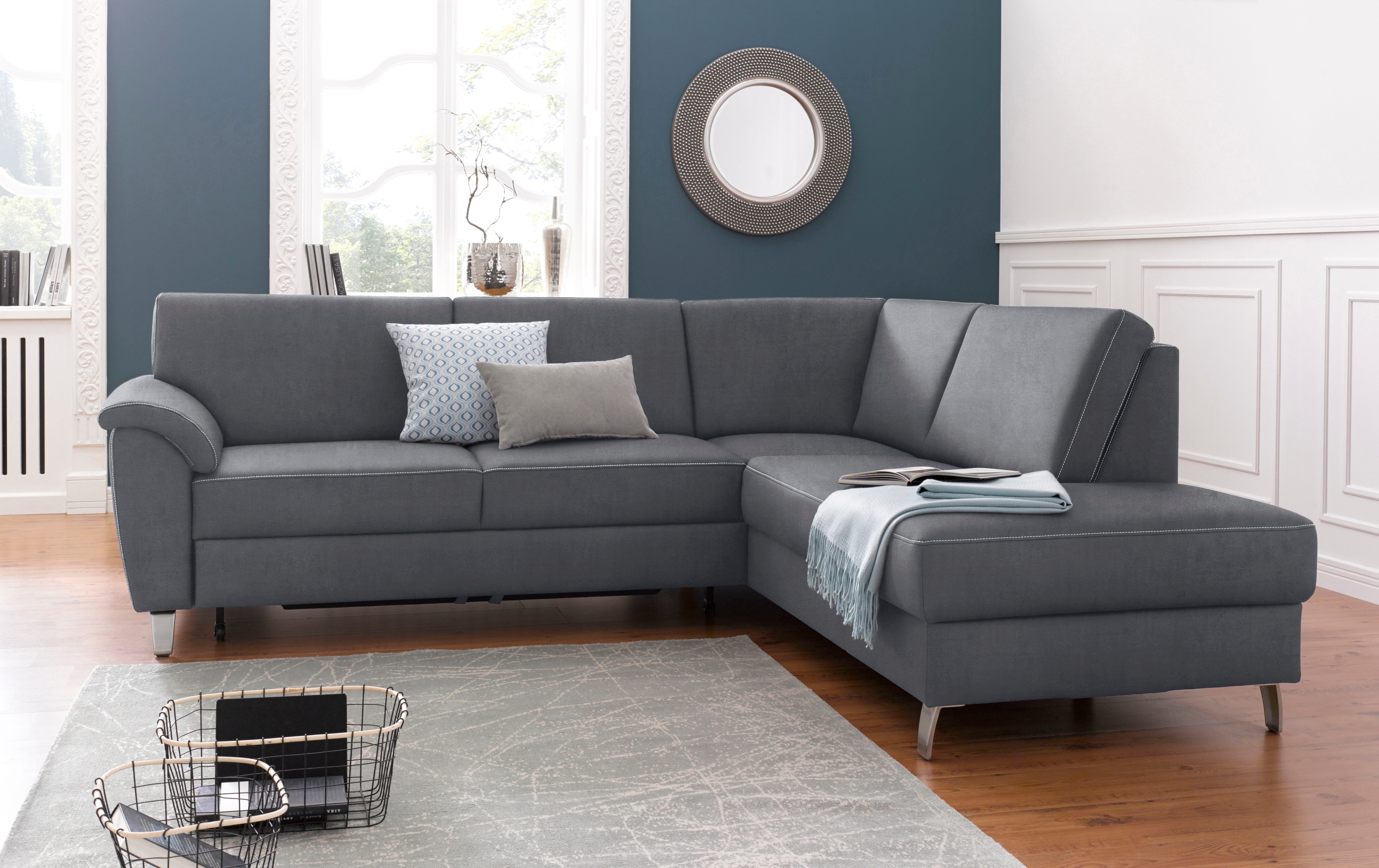 sit&more Ecksofa "Texel L-Form" mit Federkern, wahlweise mit Schlaffunktion und Bettkasten