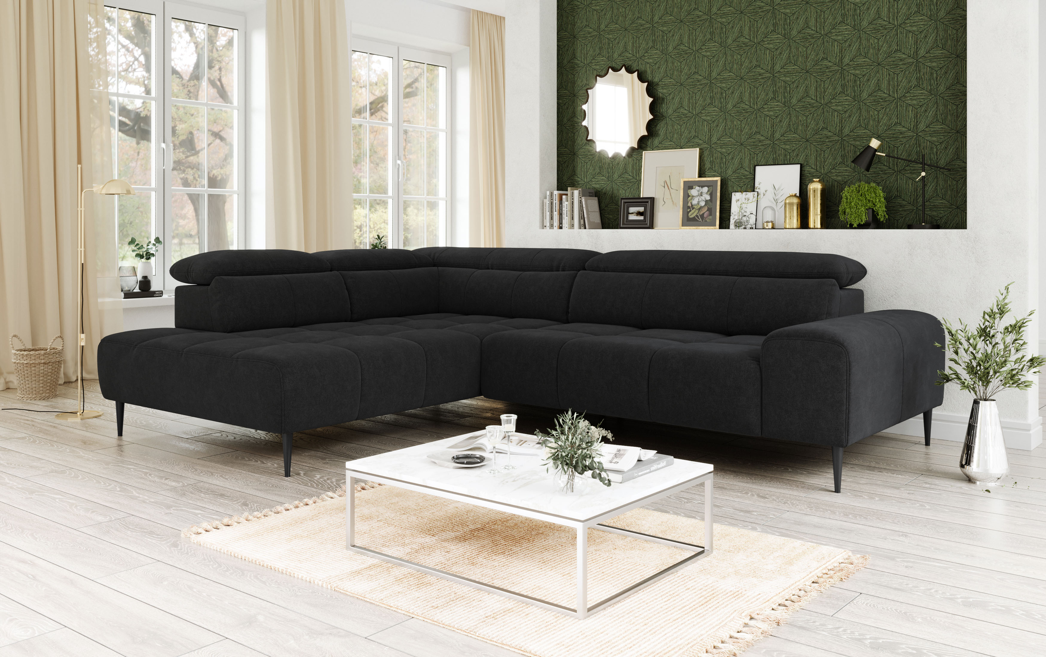 OTTO home Ecksofa "Theo L-Form, B: 298 cm" mit Kopfteilverstellung, optional Sitztiefenverstellung