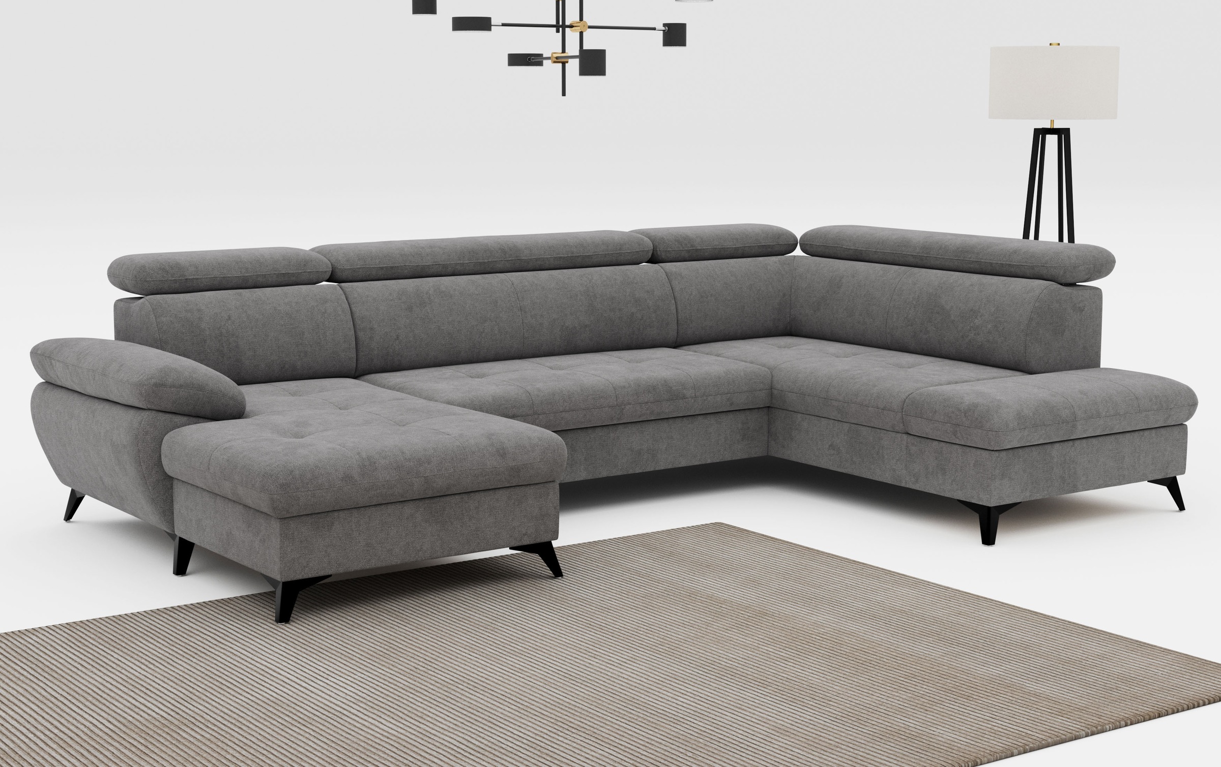 COTTA Hudson U-Shape Sectional Sofa, 324cm Grey