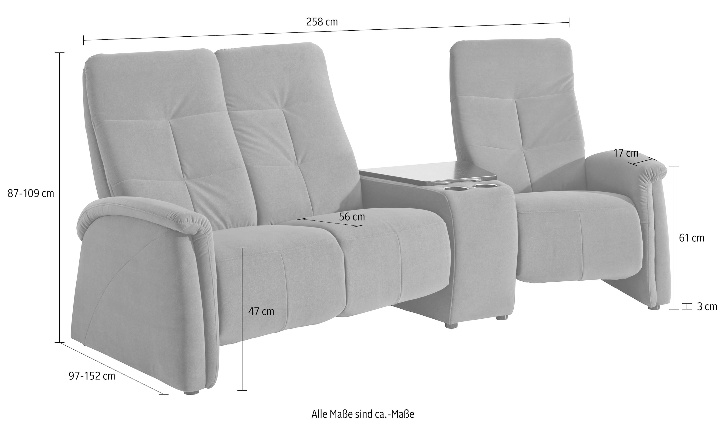 exxpo - sofa fashion 3-Sitzer »Tivoli, Kinosofa mit Tischablage & Stauraumfach, man. Relaxfunktion«, mit Relaxfunktion