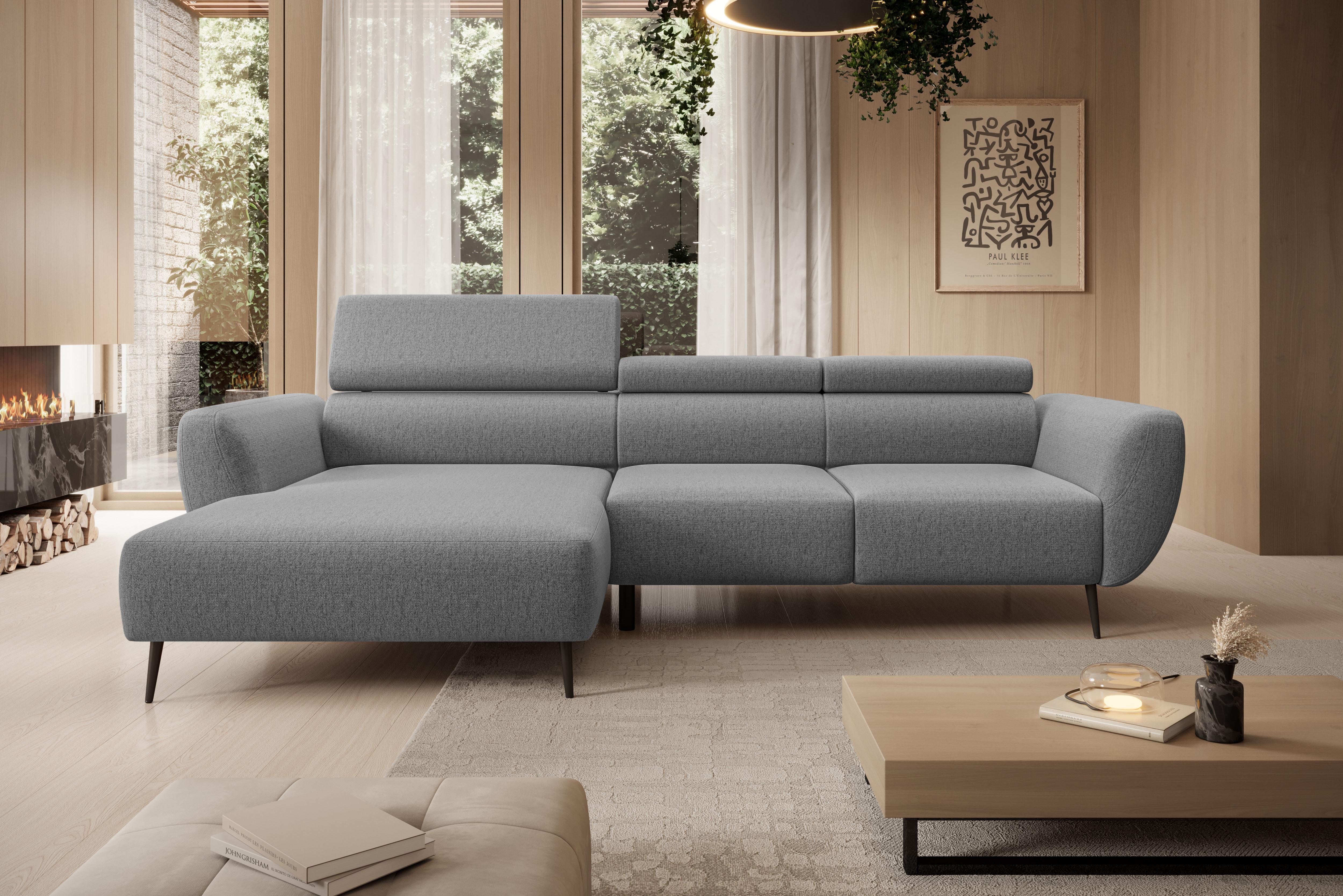 WERK2 Ecksofa "Alisson 277 x 174 cm modern und bequem" Luxus-Microfaser weich, L-Form, XXL, elektrische Sitztiefenverstellung