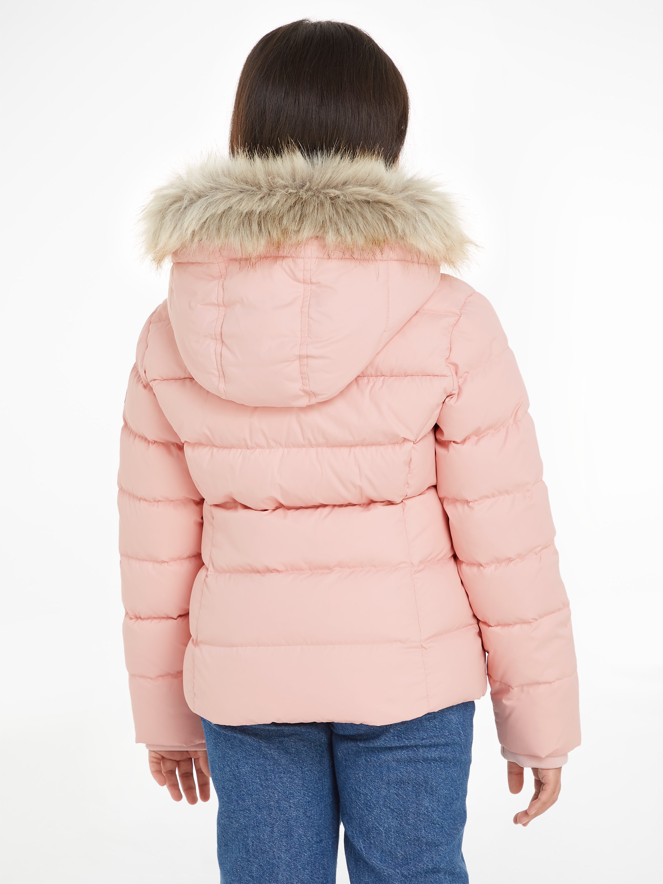 Tommy Hilfiger Steppjacke »ESSENTIAL FUR HOOD JACKET«, mit Kapuze, mit Fellimitat an der Kapuze