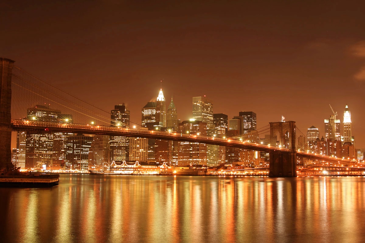 Papermoon Fototapete "Brooklyn Bridge bei Nacht"