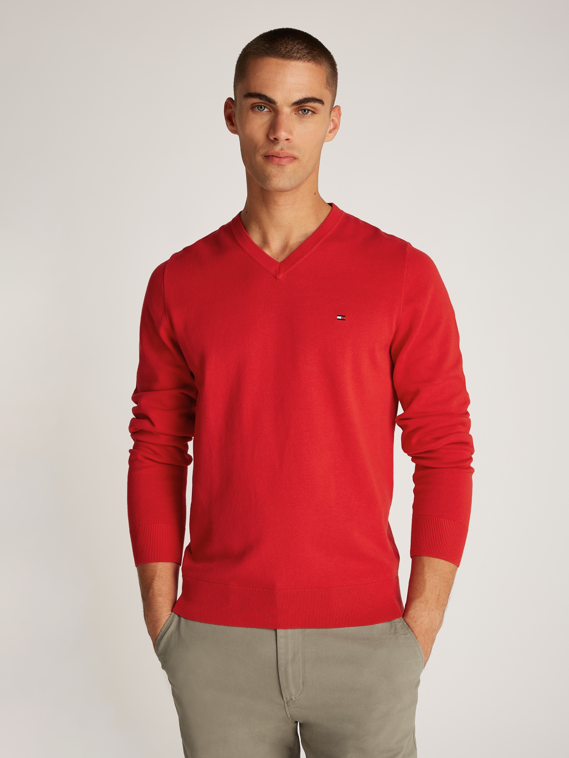 Tommy Hilfiger V-Ausschnitt-Pullover "CLASSIC COTTON V NECK"