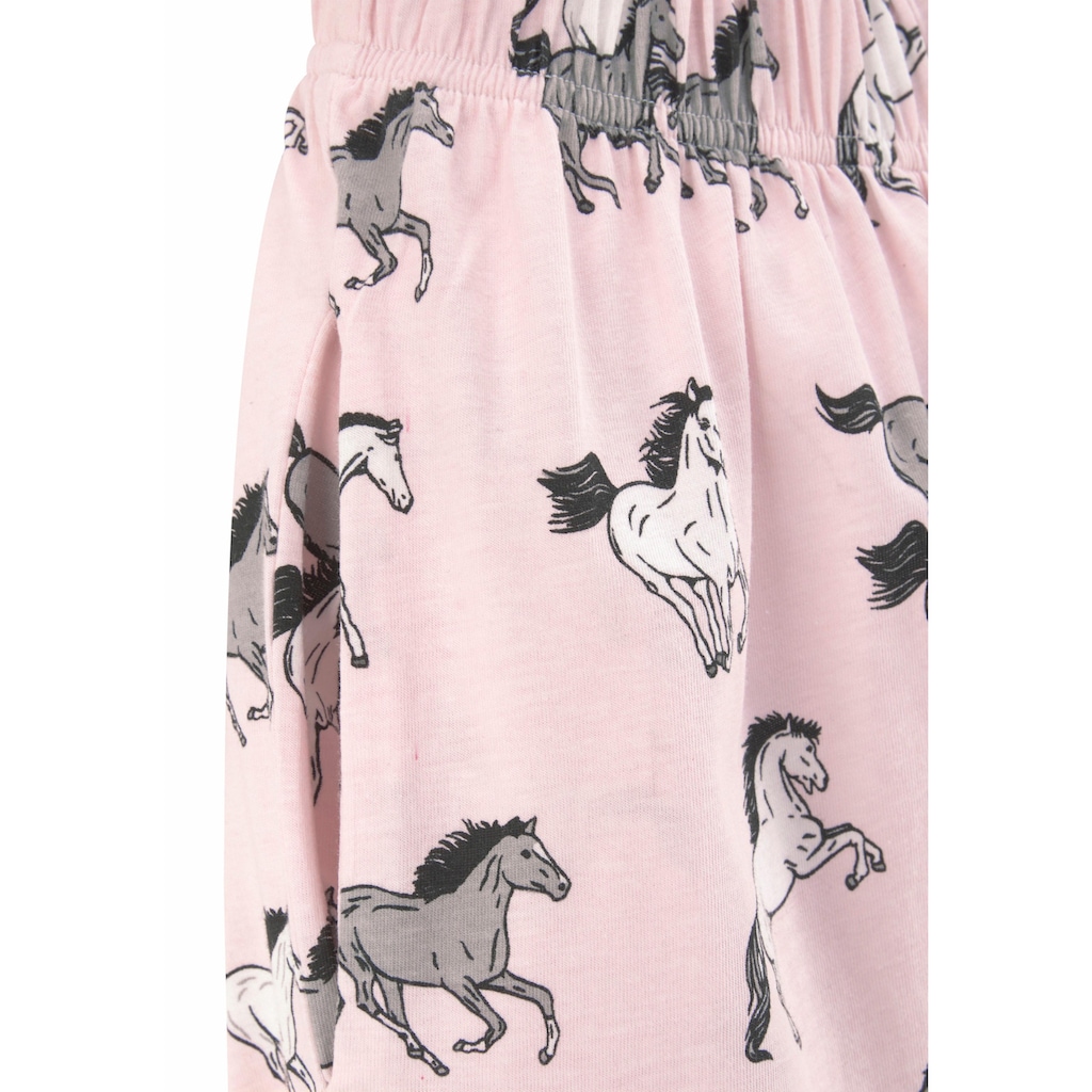 petite fleur Pyjama, (2 tlg., 1 Stück), in langer Form mit Pferde Print