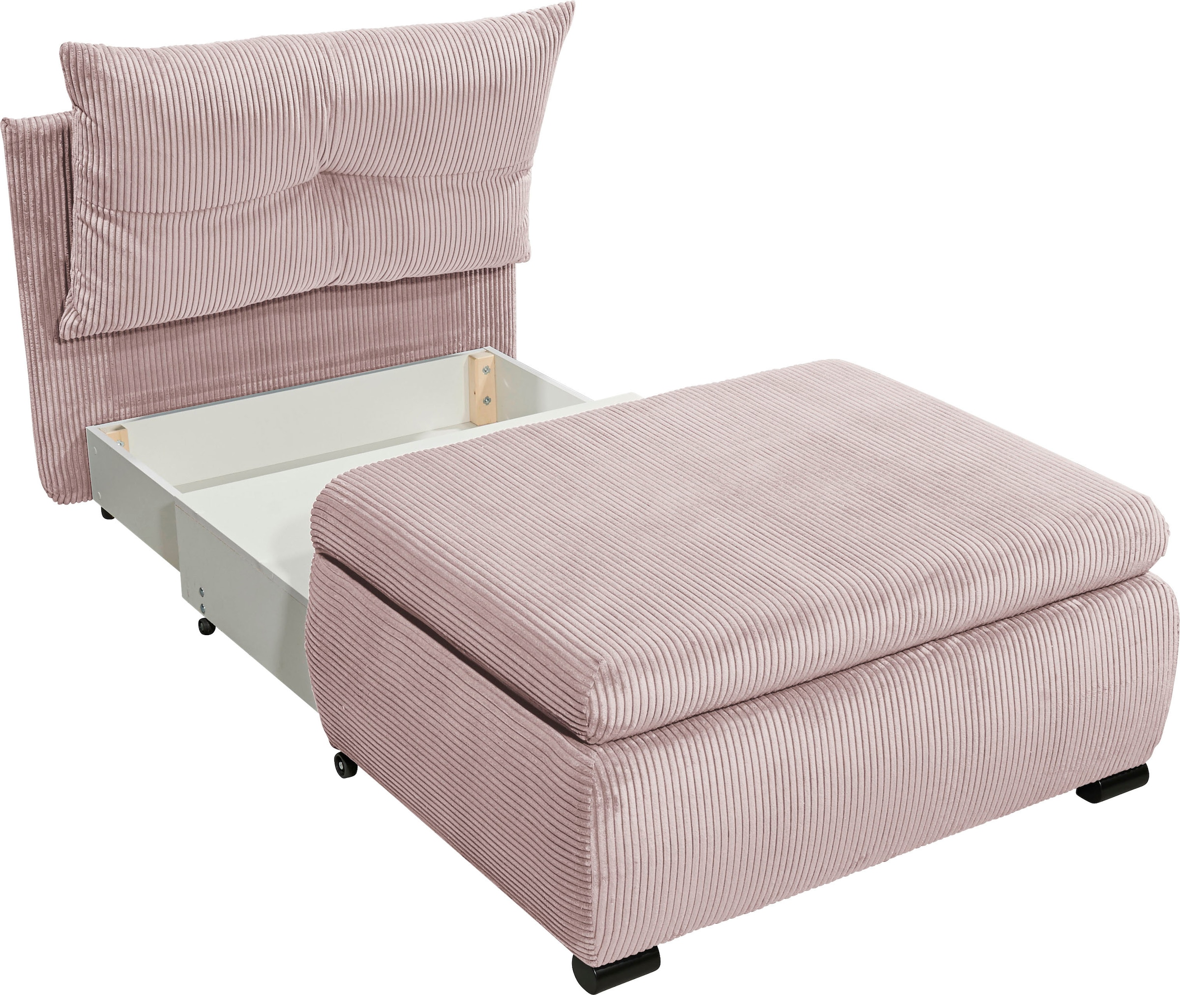 ED EXCITING DESIGN Schlafsofa »Charlie«, Schlafsessel mit Bettkasten & 1 Rückenkissen