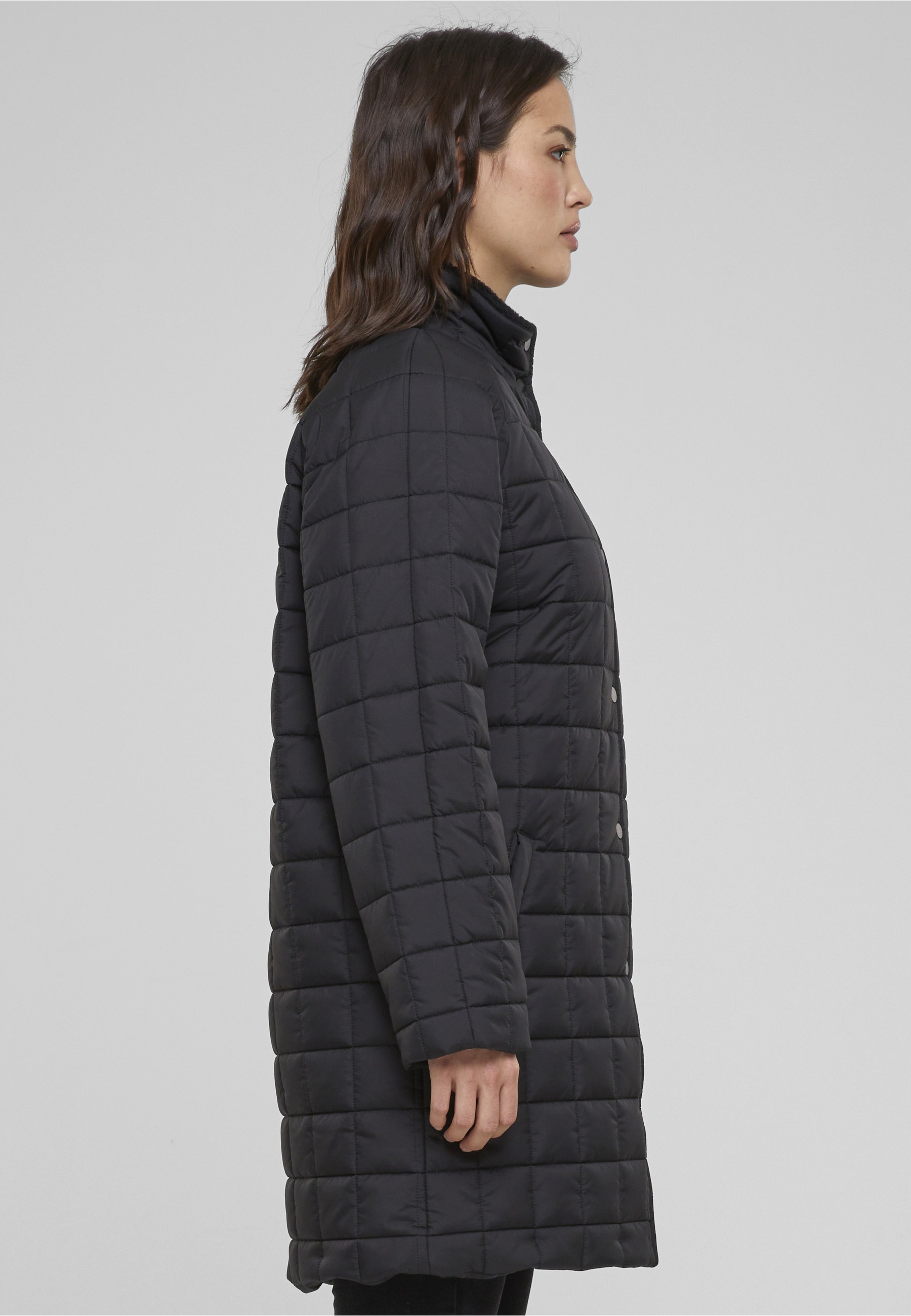 URBAN CLASSICS Winterjacke »Urban Classics Damen Ladies Quilted Coat« 1 Stk. tlg. ohne Kapuze
