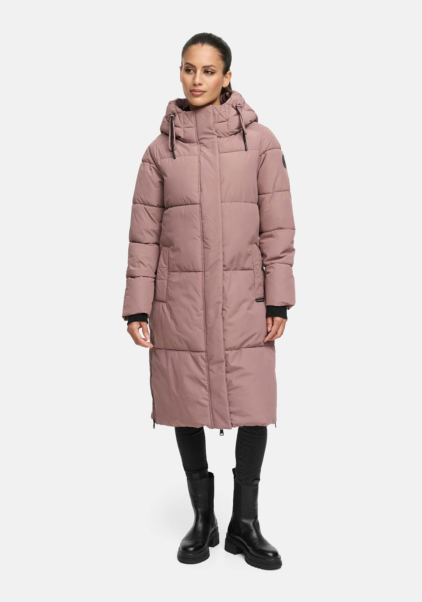 Marikoo Winterjacke "Michikoo" Extra langer Schnitt mit seitlichen Gehschlitzen